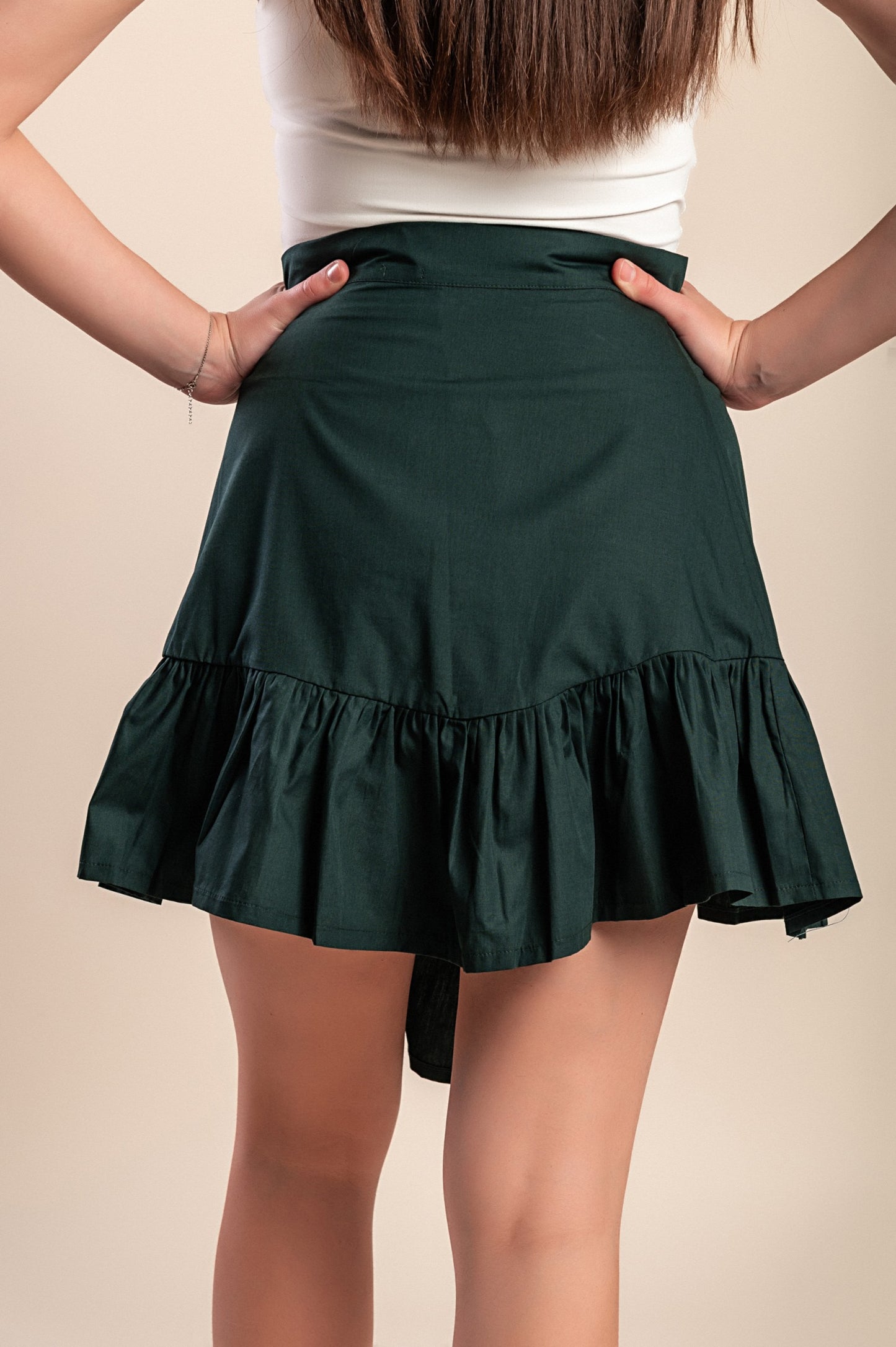 Minigonna in cotone, verde