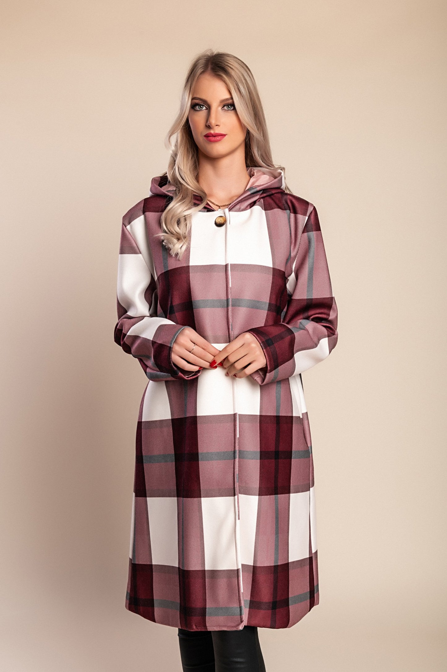 Cappotto a quadri, marrone