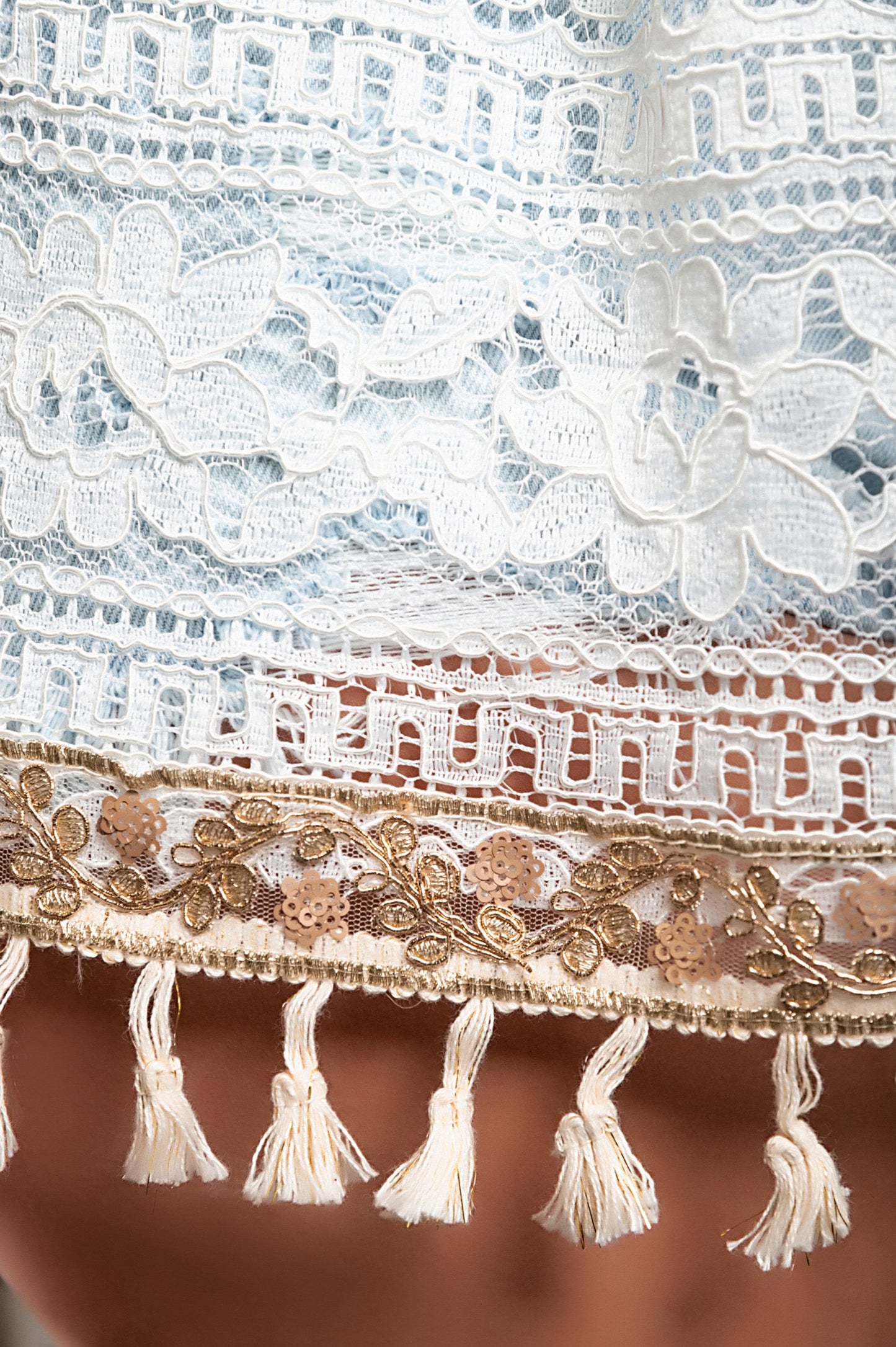 Mini abito estivo in pizzo Bangui, beige
