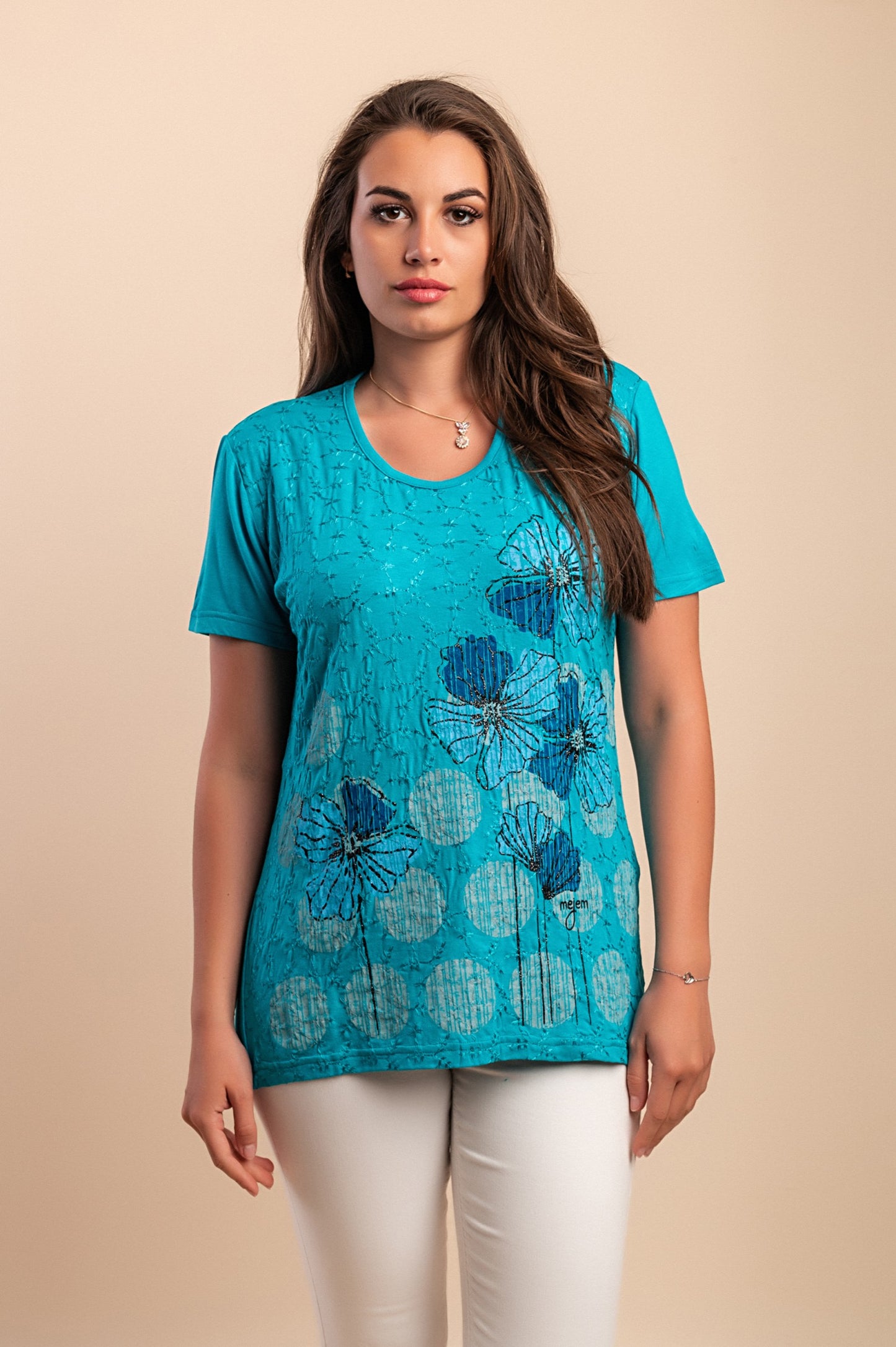 T-shirt con stampa floreale, bianca