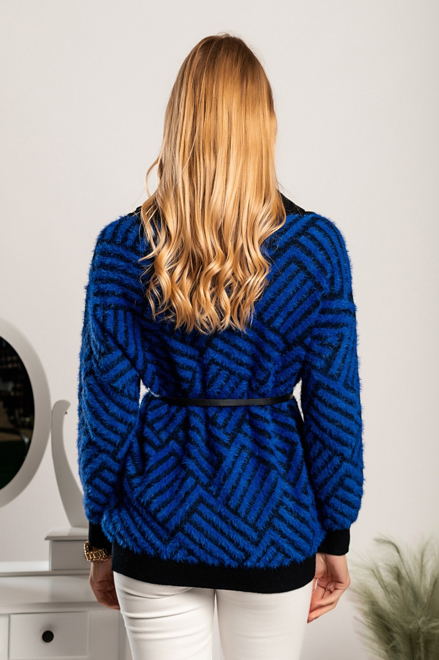 Tunica con cintura fantasia Corvera, blu-nera
