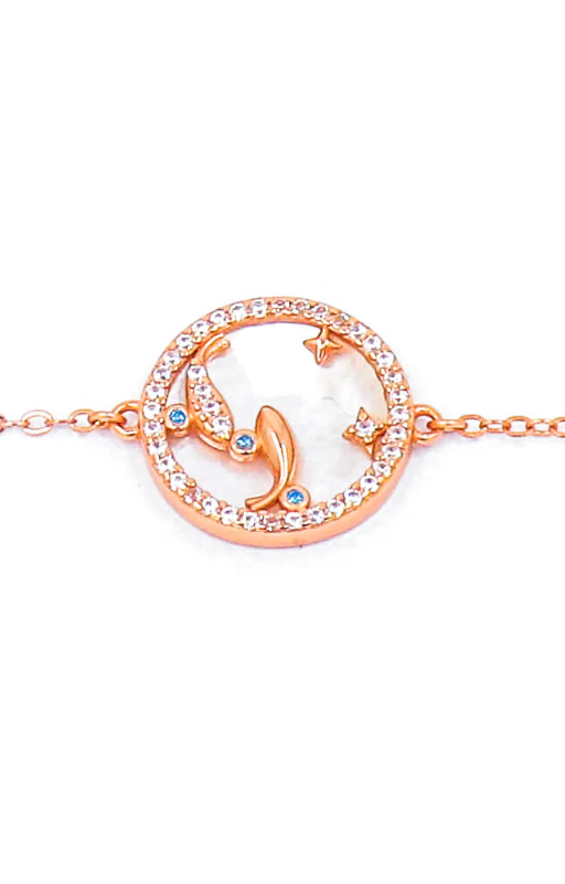 Bracciale con pendente, PESCI, oro rosa