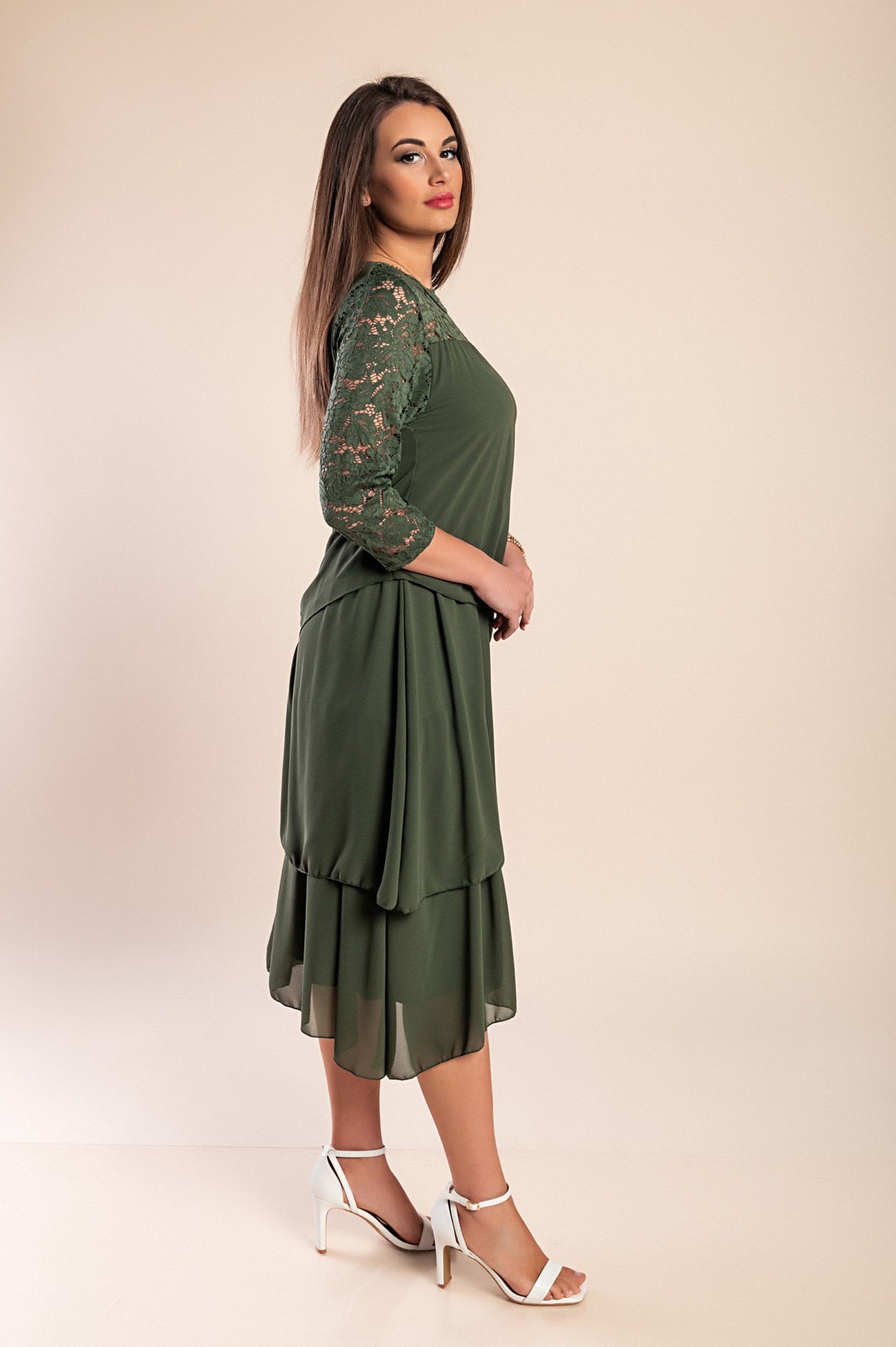 Abito elegante con pizzo, blu scuro