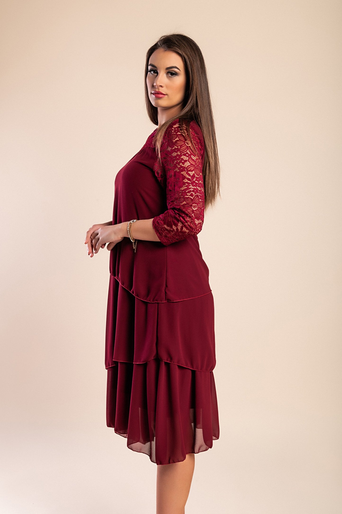 Abito elegante con pizzo, blu scuro