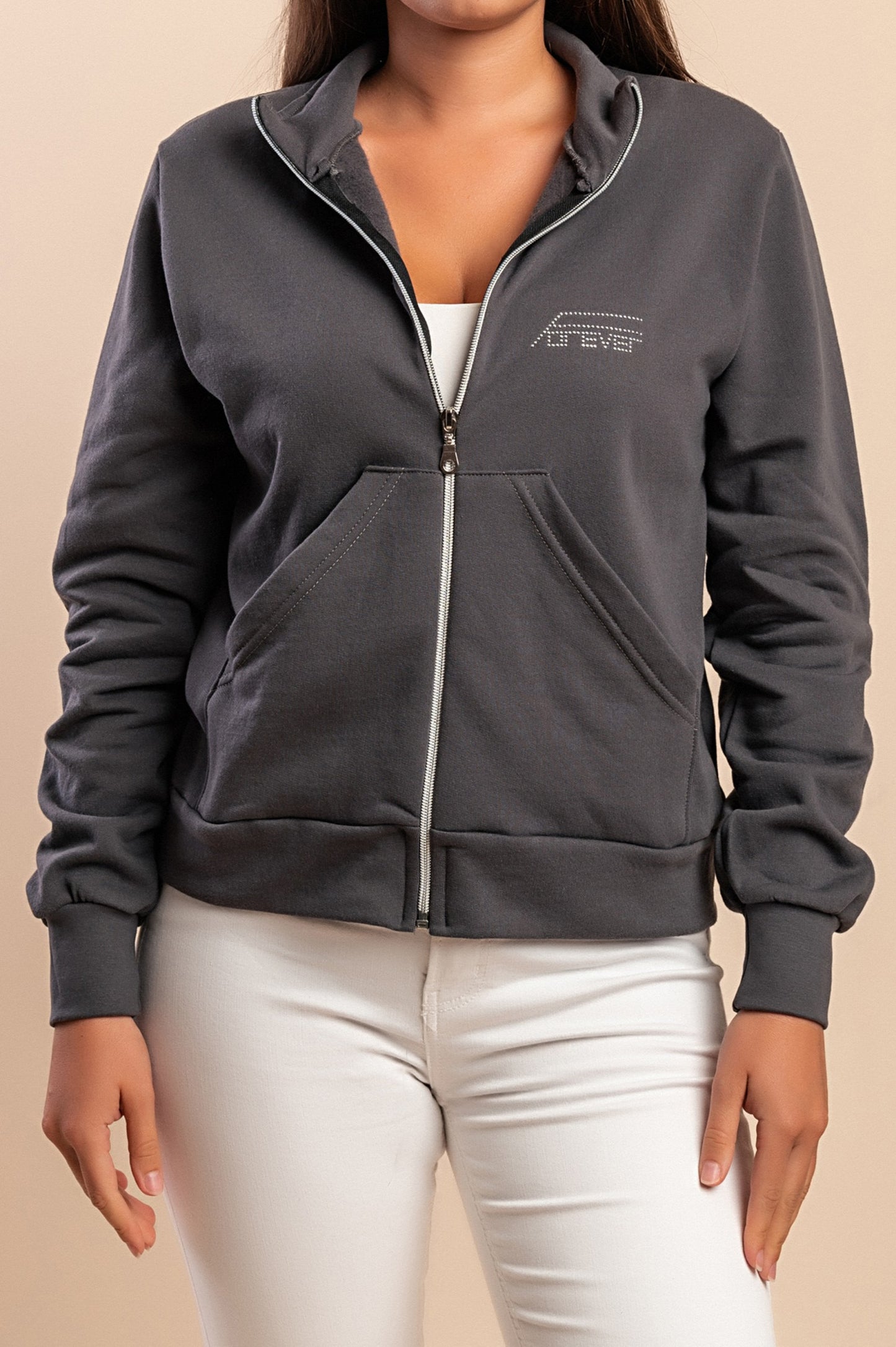Giacca con zip in cotone, verde