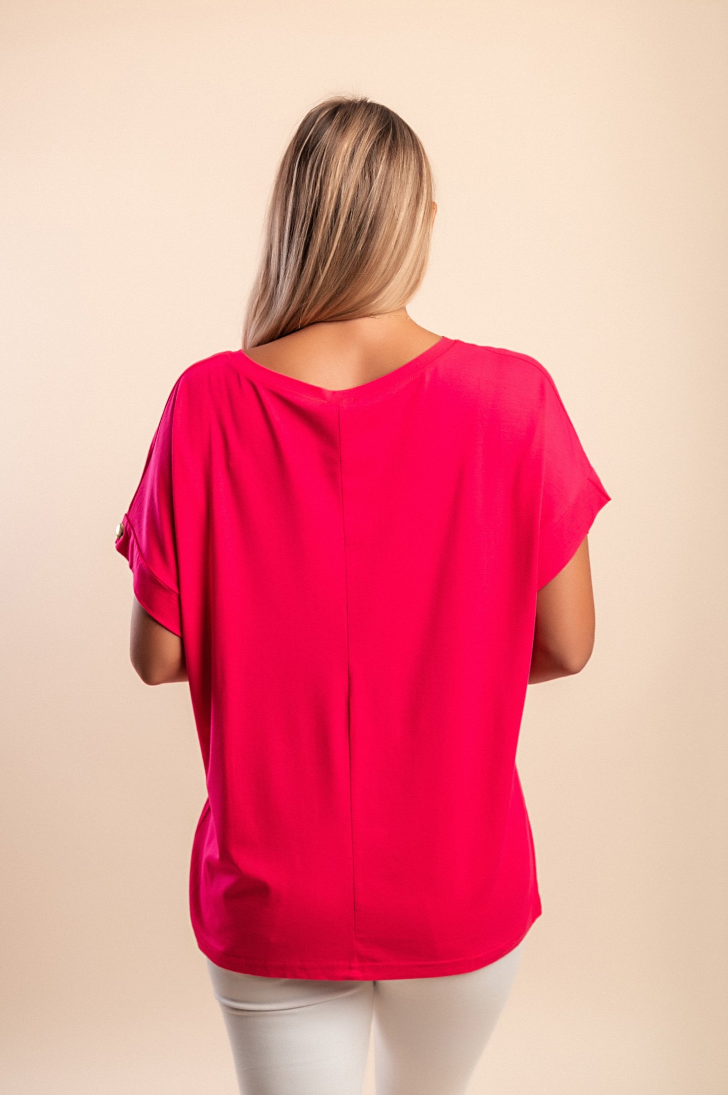 T-shirt con stampa, fucsia