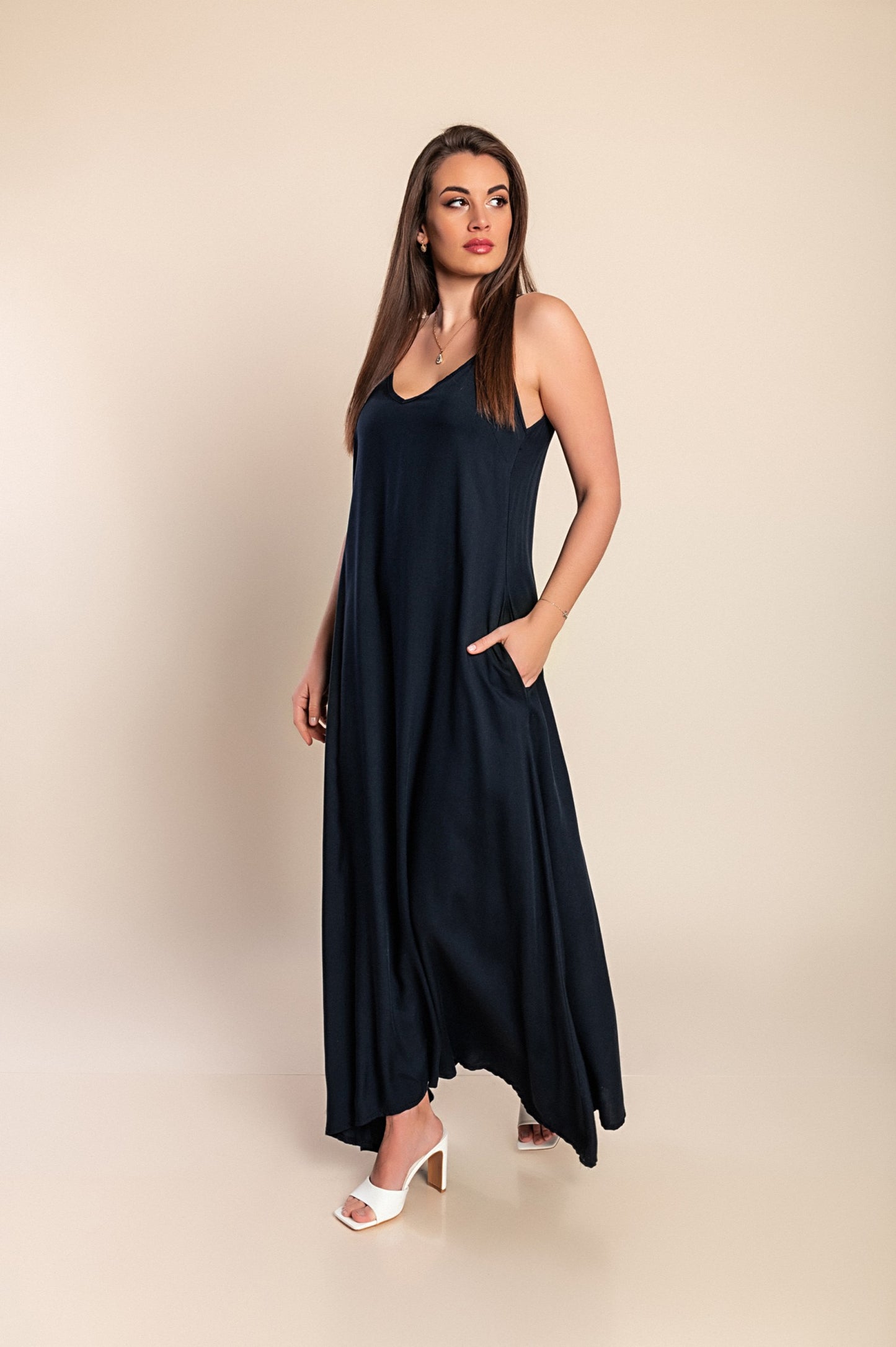 Vestito estivo lungo Yasmine, nero