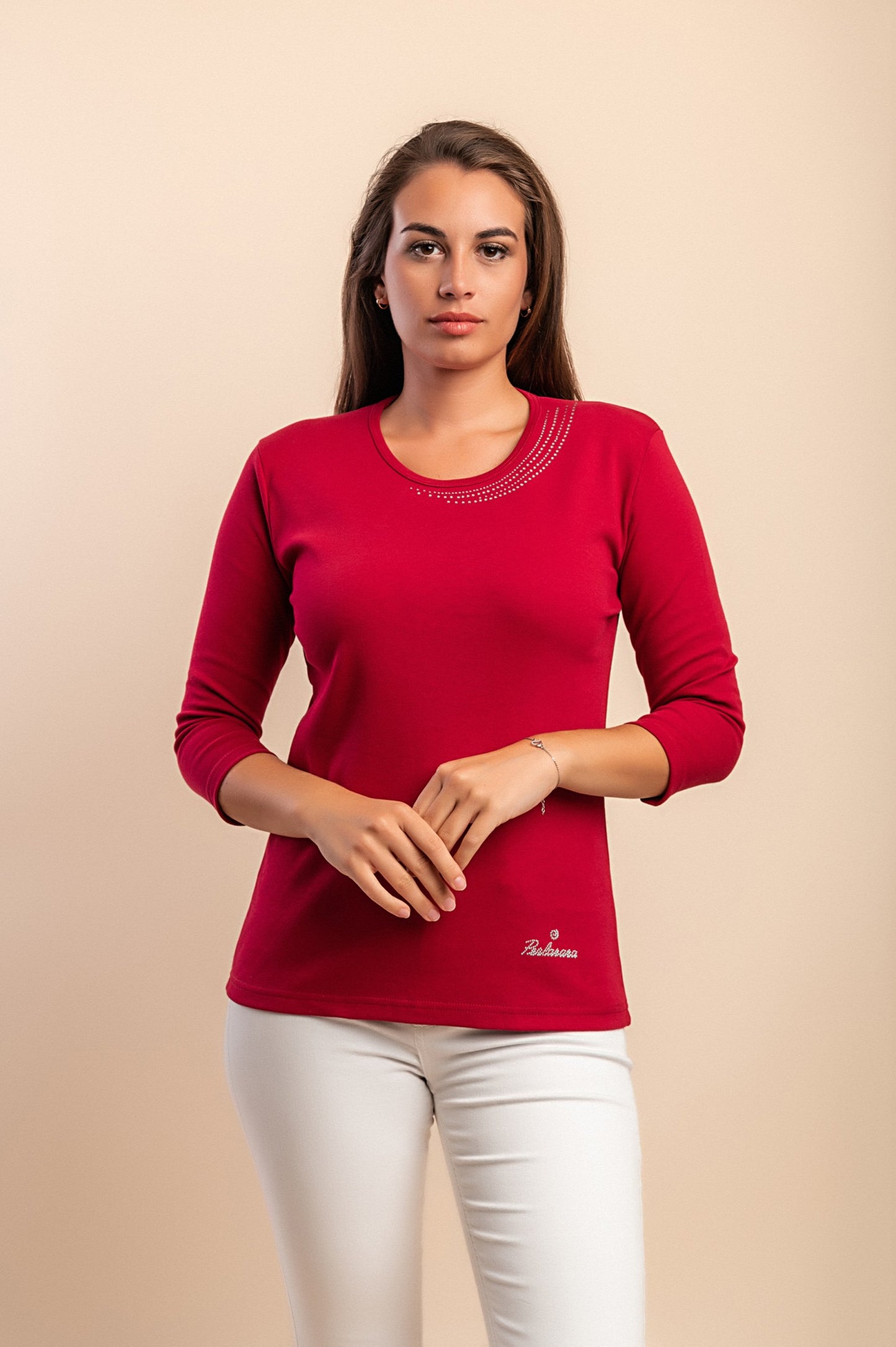 Maglia in cotone a maniche lunghe, marrone