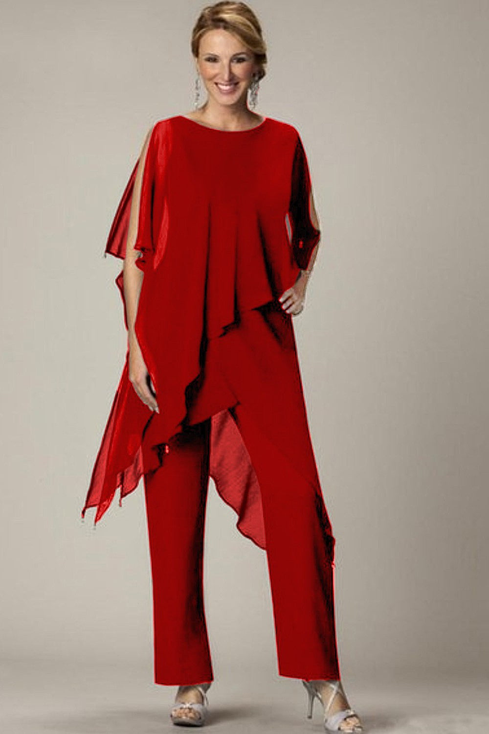 Set di elegante tunica traslucida e pantaloni lunghi Claudette, neri