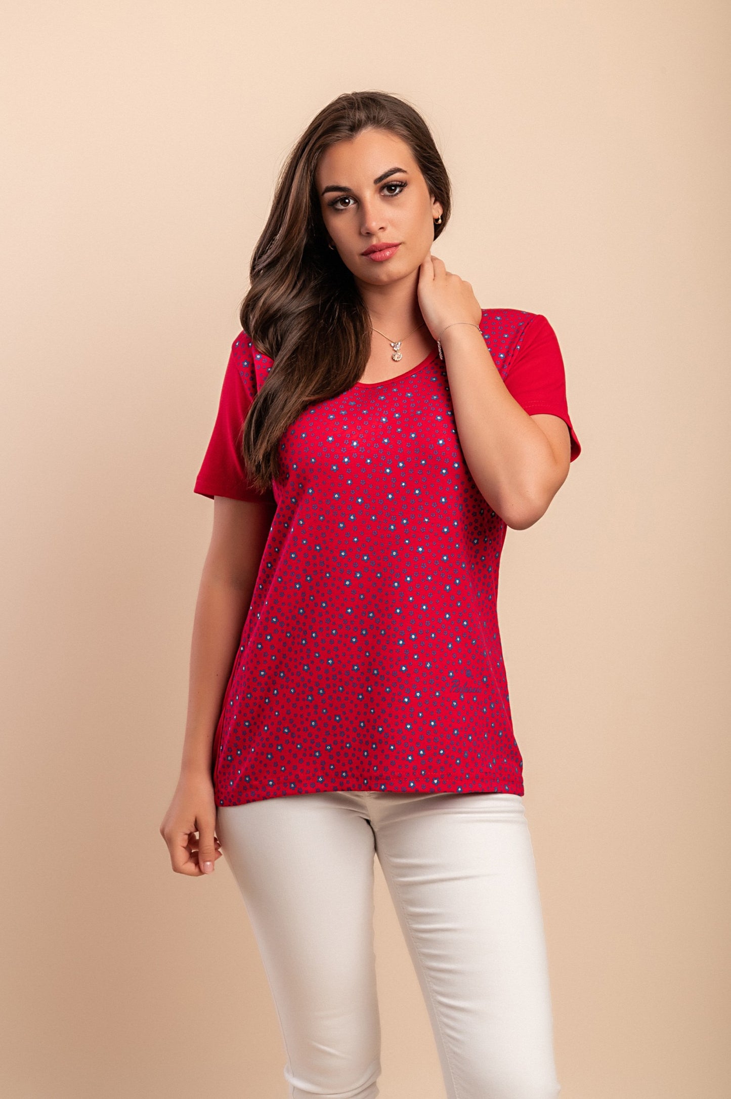 T-shirt in cotone con stampa, rosa chiaro