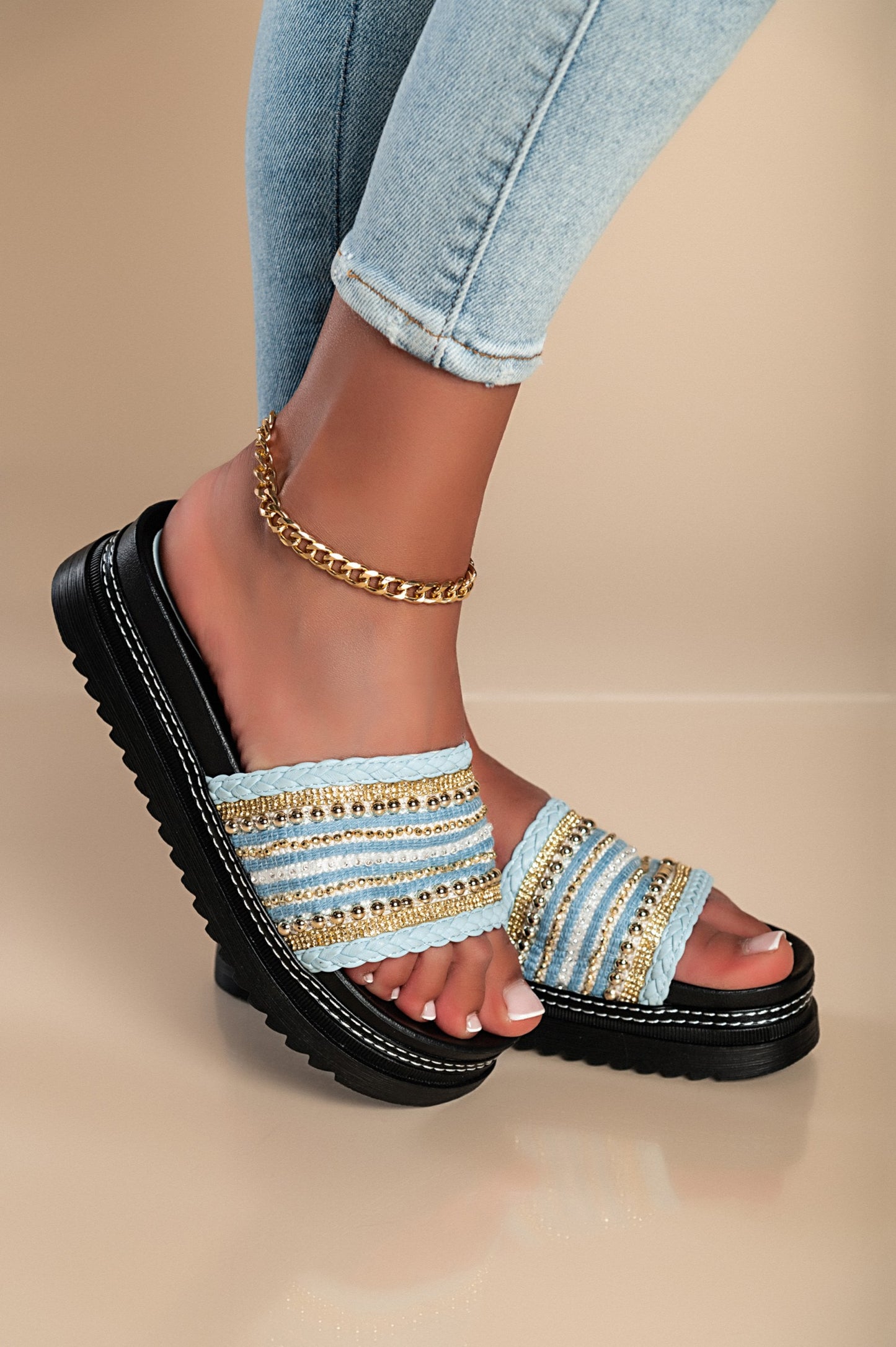 Sandali con cinturino largo, blu