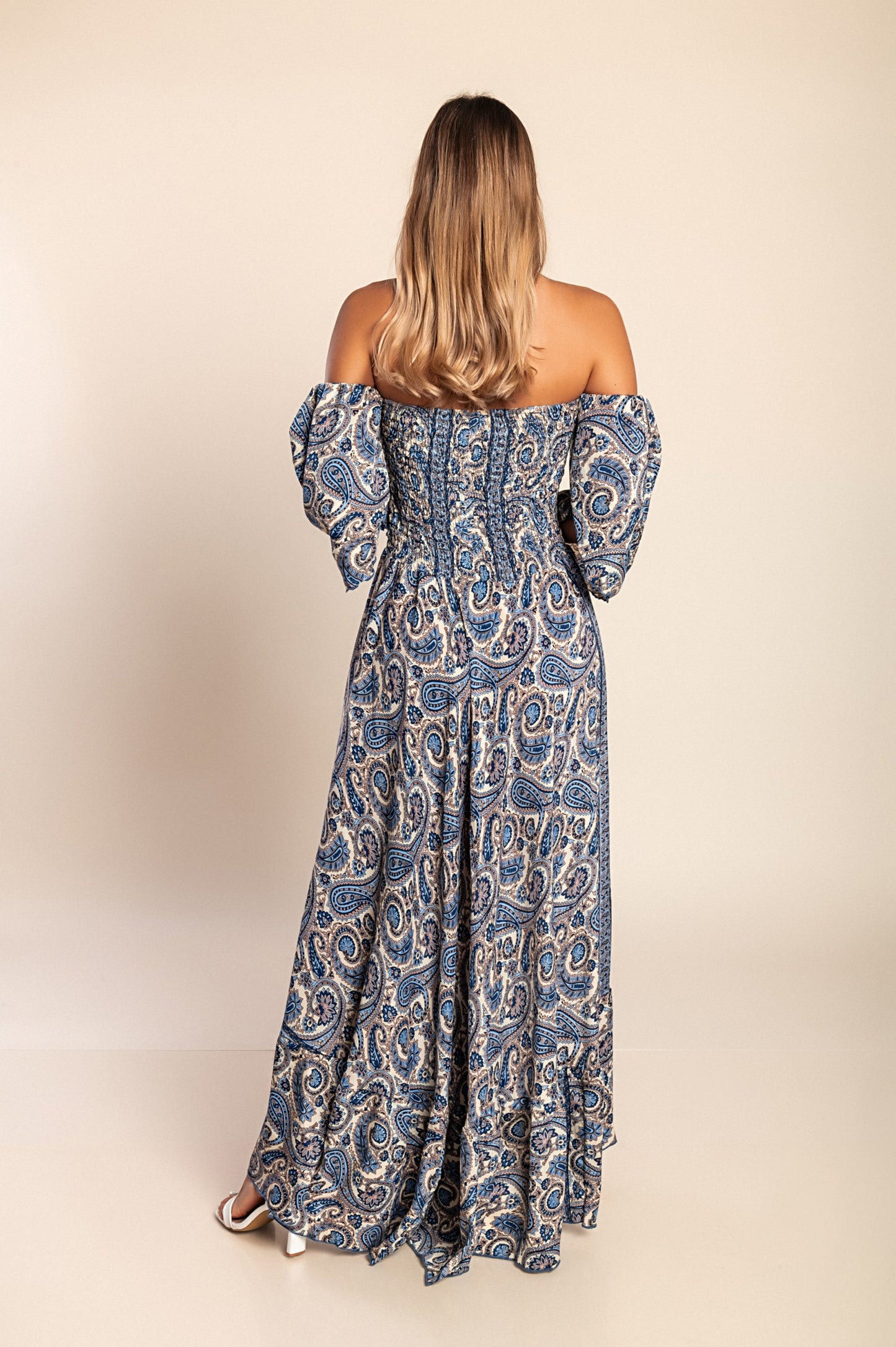 Abito maxi con stampa, multicolore
