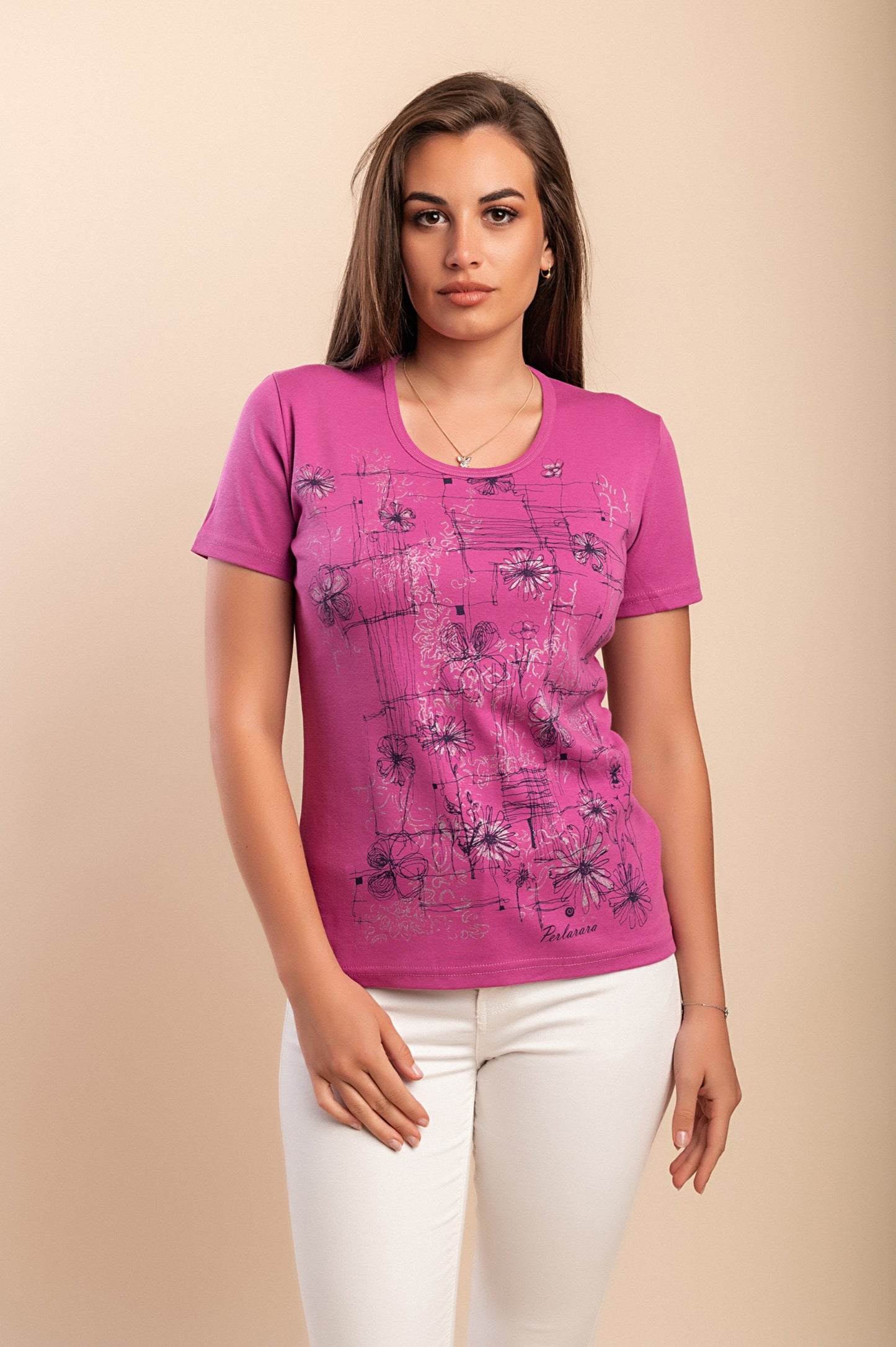 T-shirt in cotone con stampa, nera