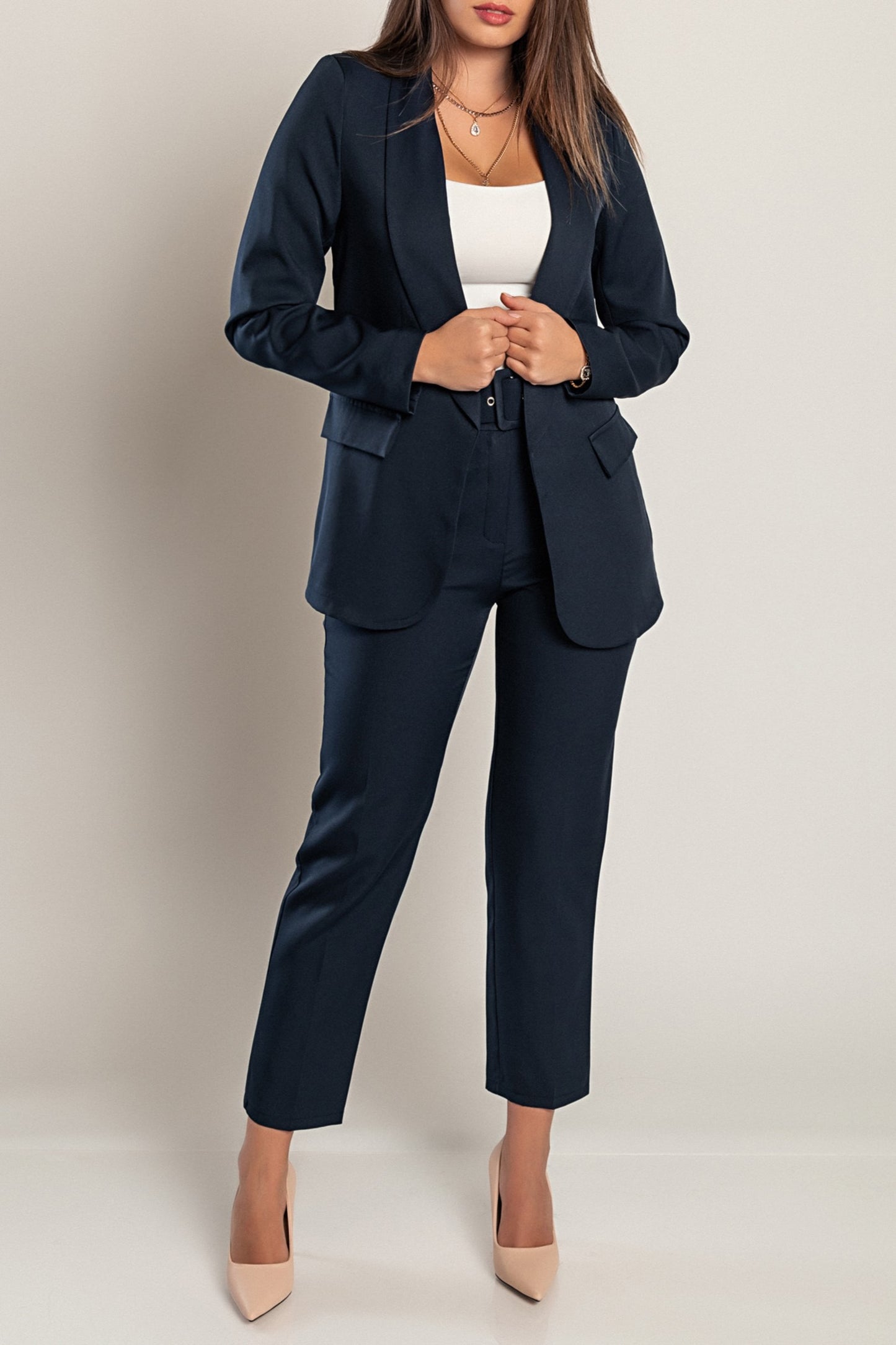 Completo blazer e pantaloni eleganti, 18438, nero
