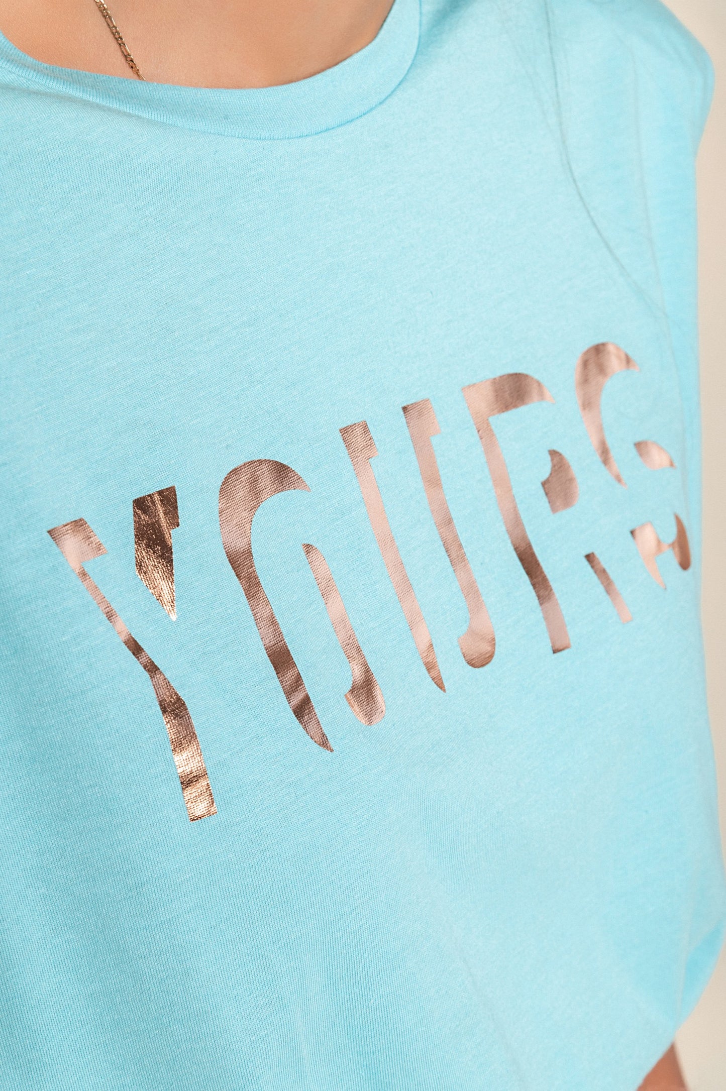 Top in cotone stampato, azzurro