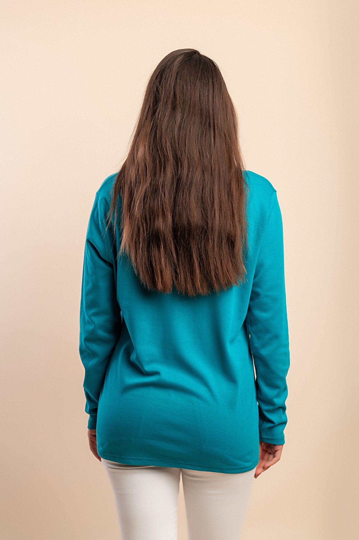 Top a manica lunga in cotone, nero