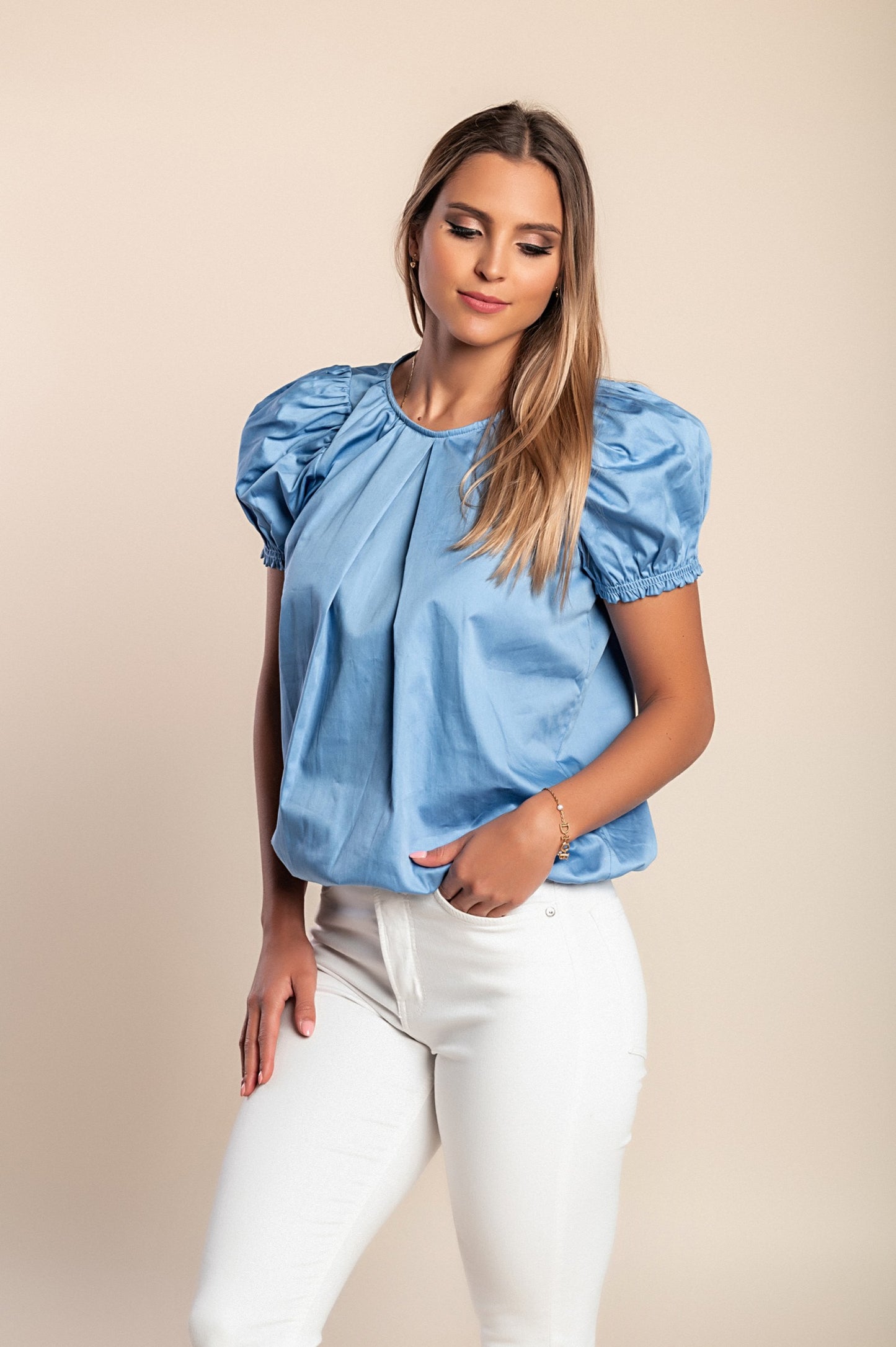Camicetta a maniche corte, blu
