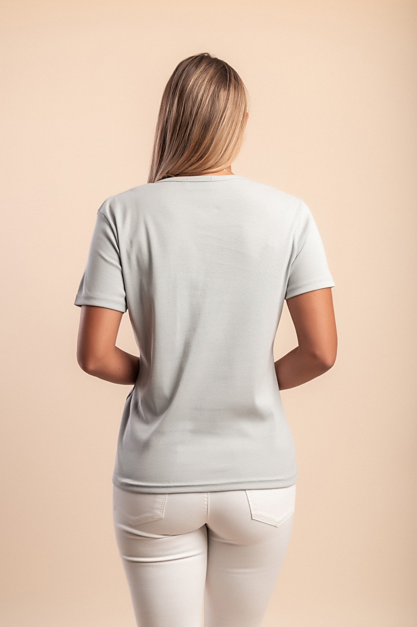 T-shirt in cotone con scollo rotondo, bianca
