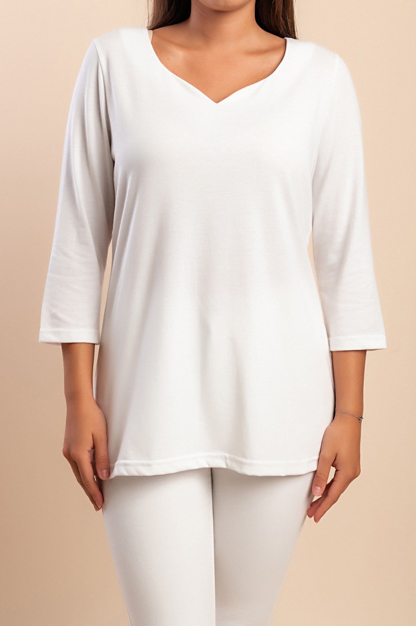 Top manica 3/4, bianco