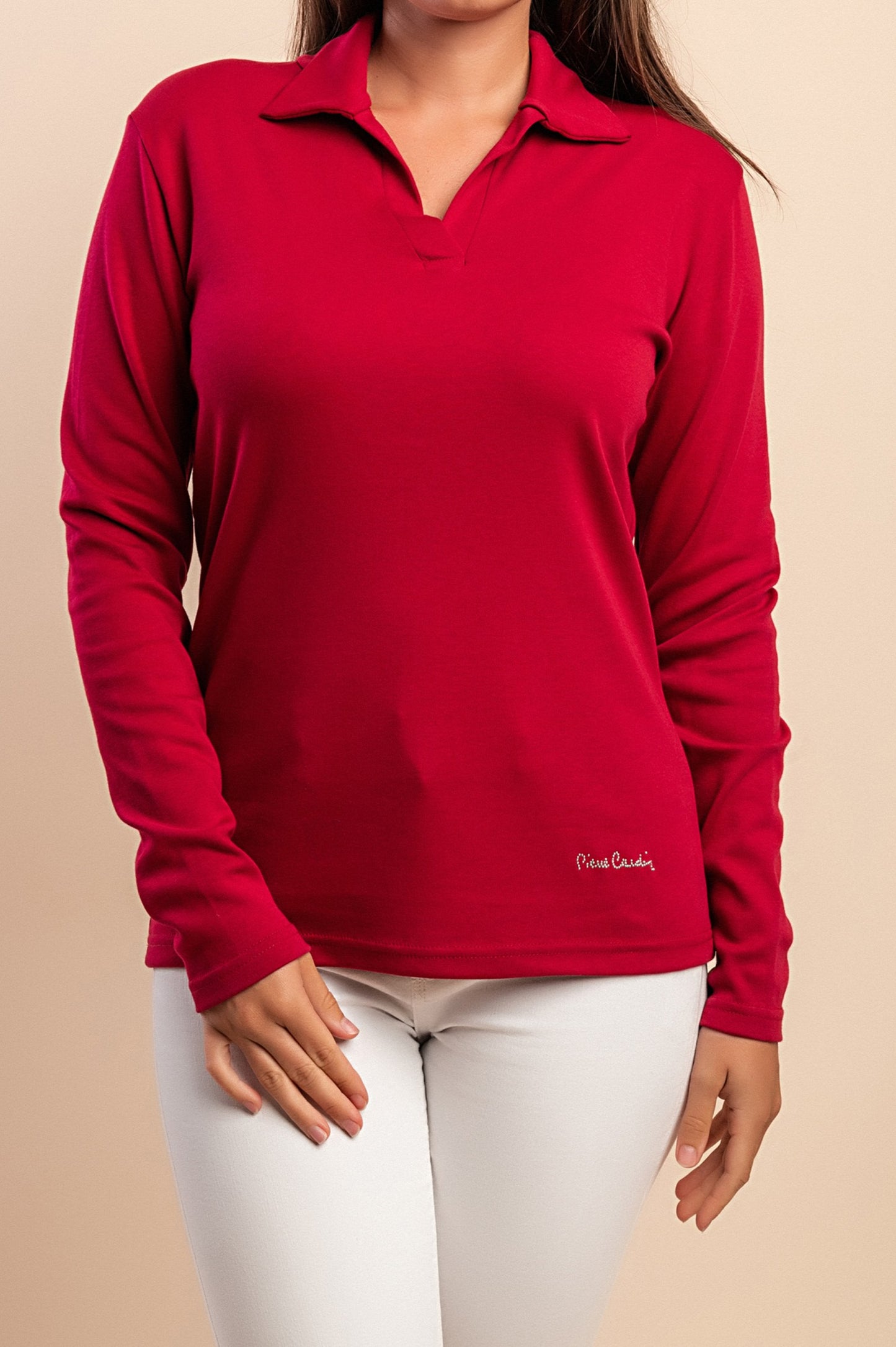 Top a manica lunga in cotone, nero
