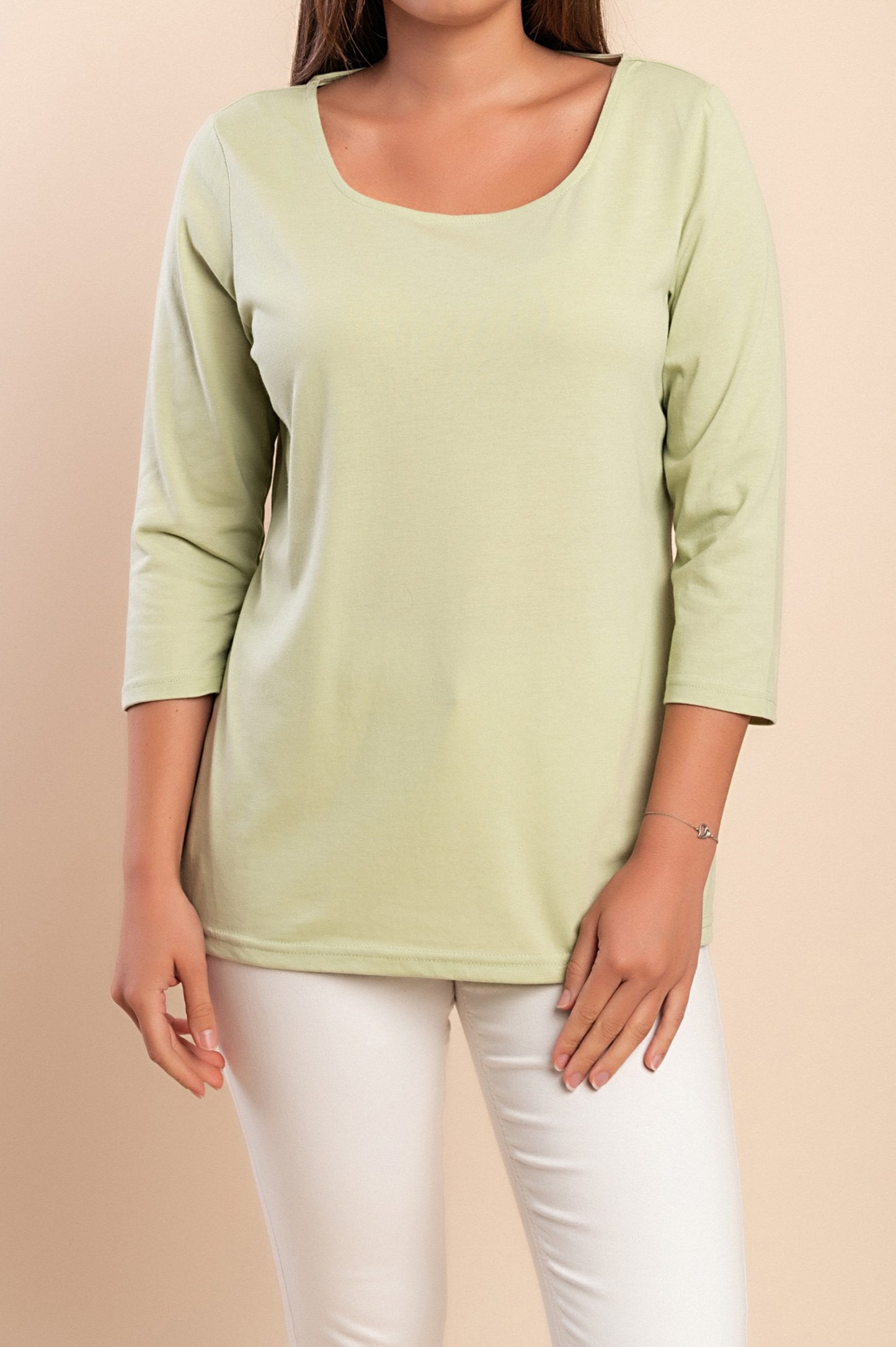 Top girocollo, verde