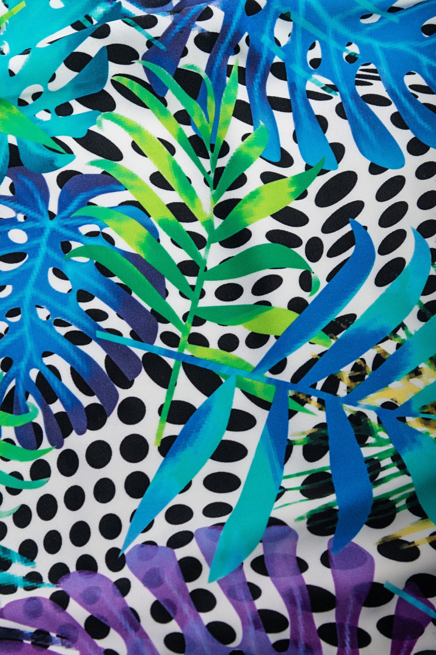 Costume da bagno stampato taglie forti, blu-verde