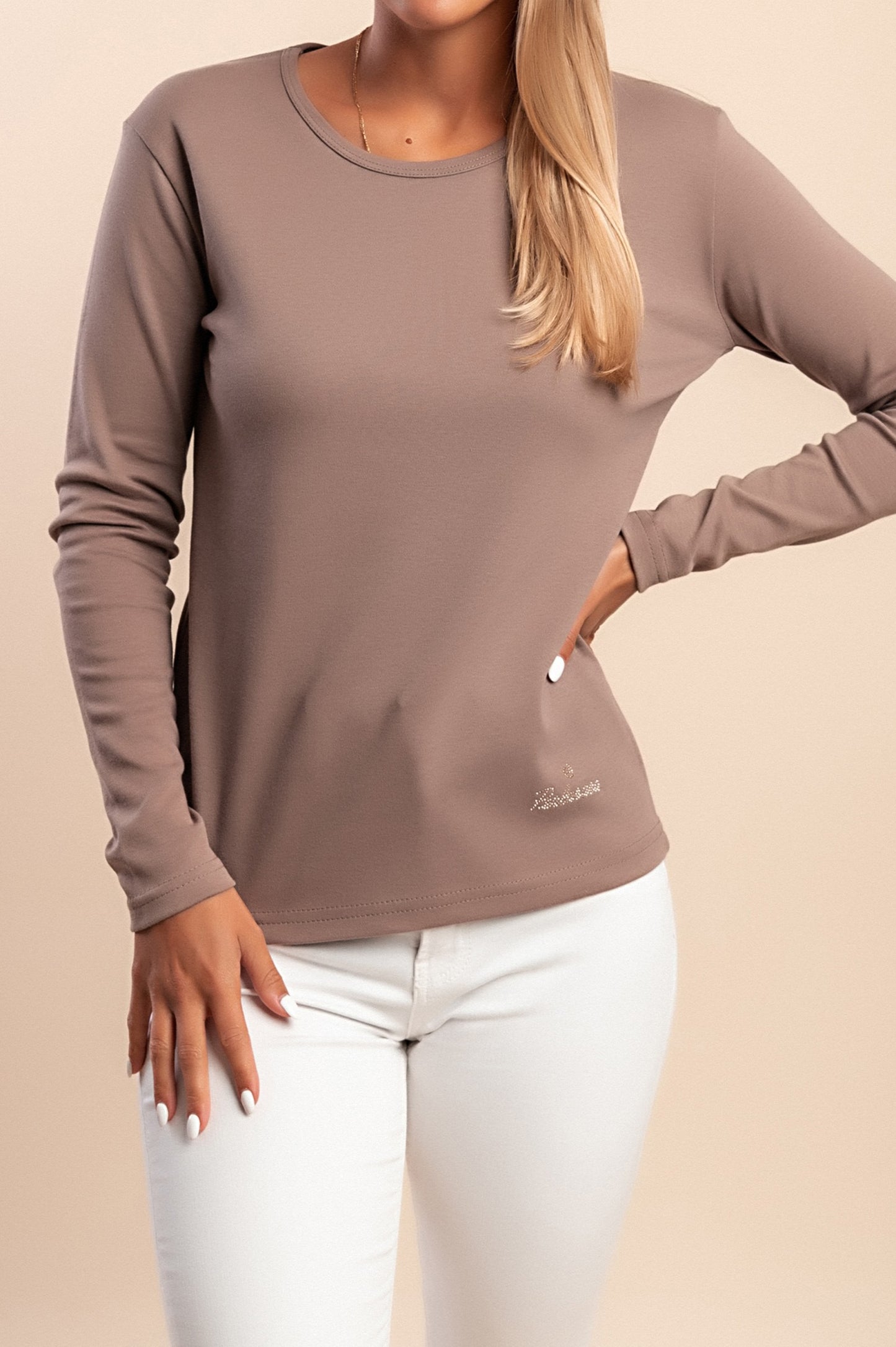 Maglia in cotone a maniche lunghe, marrone