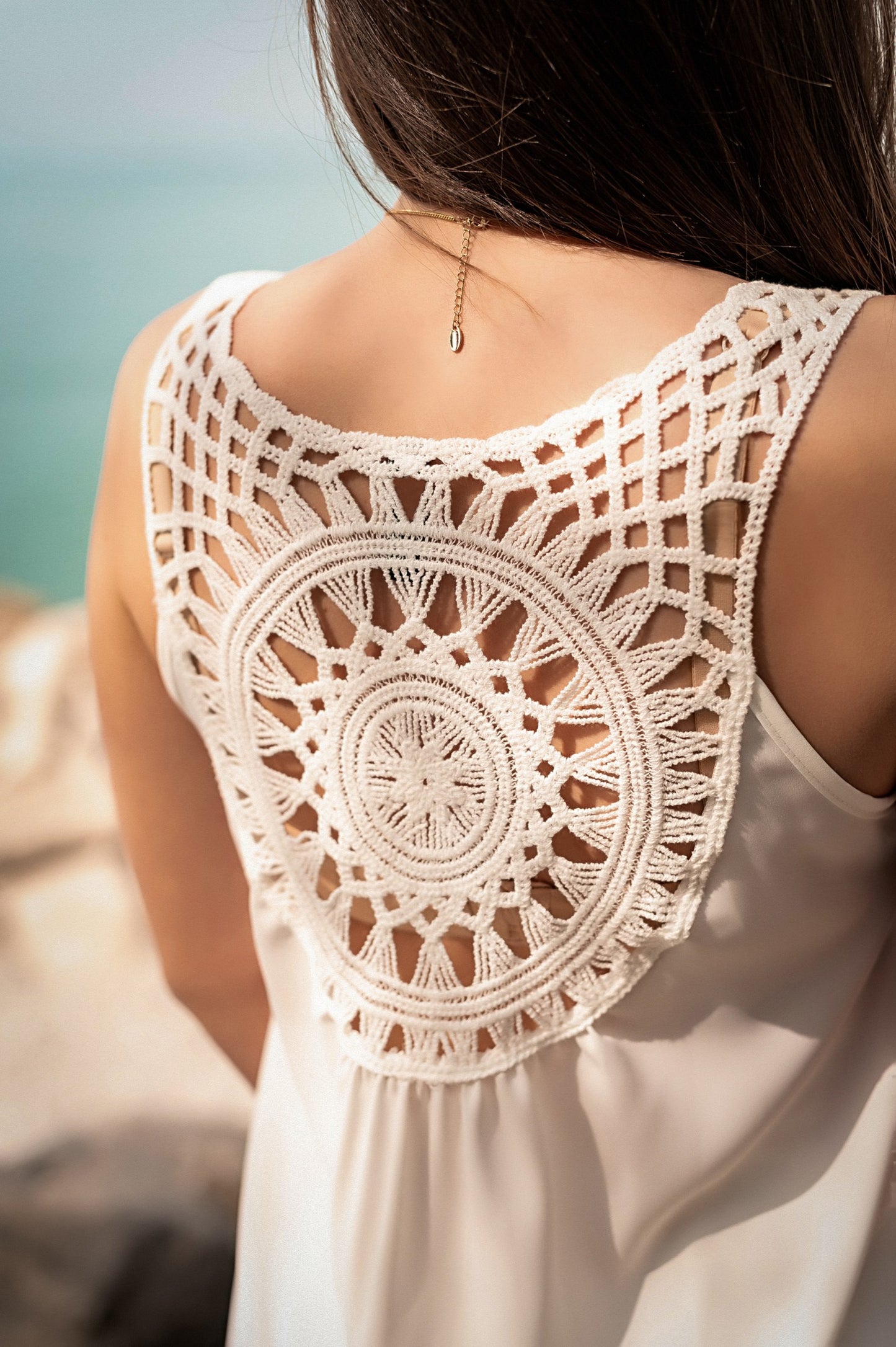 Set con dettagli all'uncinetto, bianco