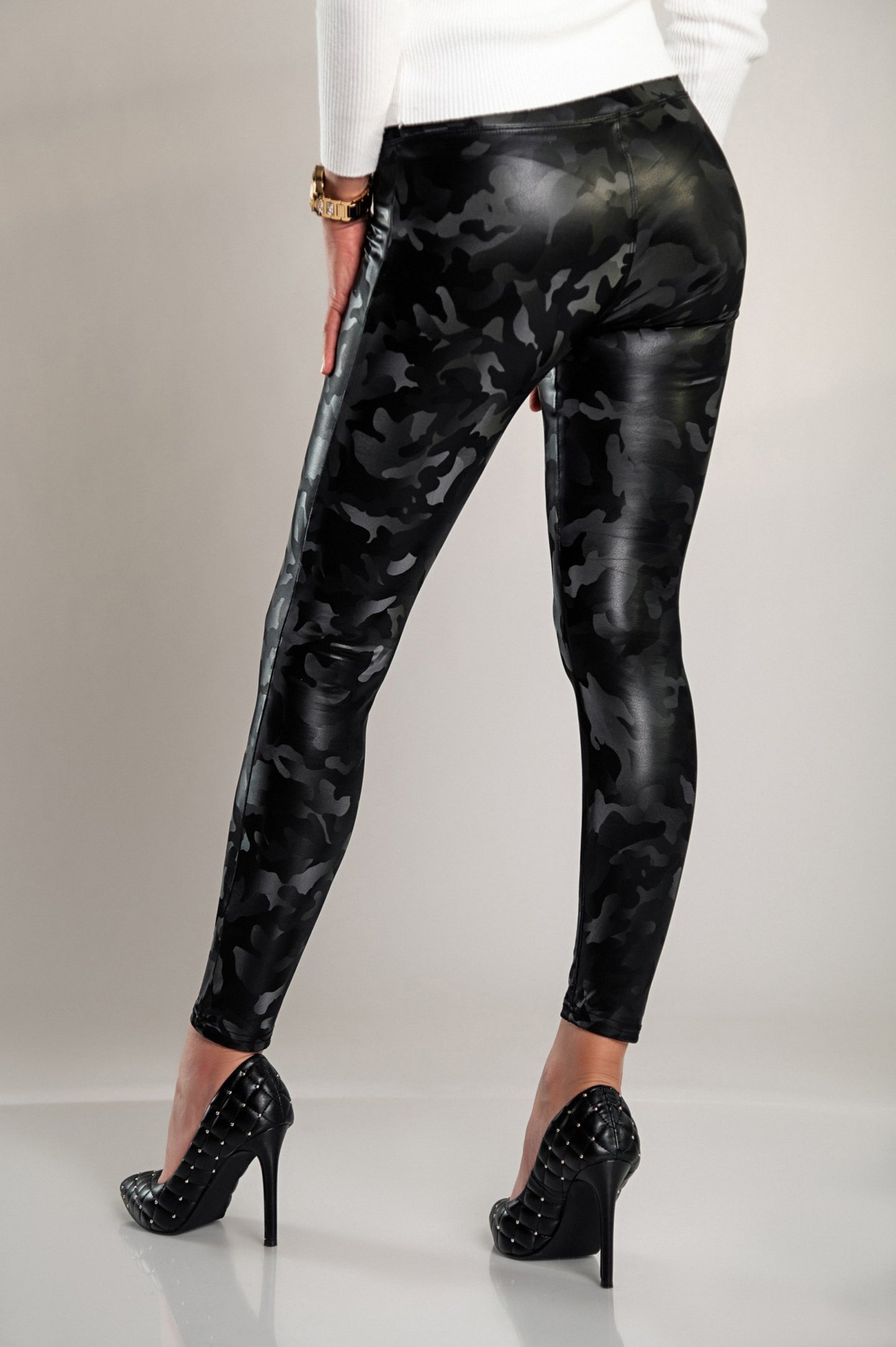 Leggings con fodera e vita ampia, nero
