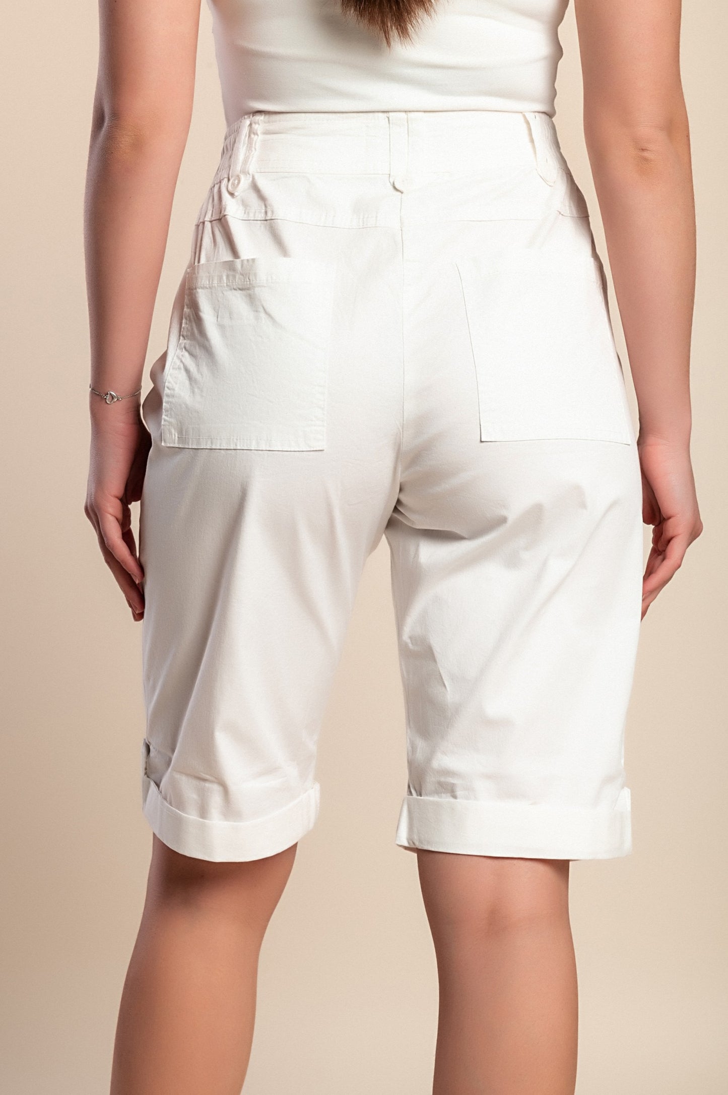Bermuda in cotone taglie forti, crema
