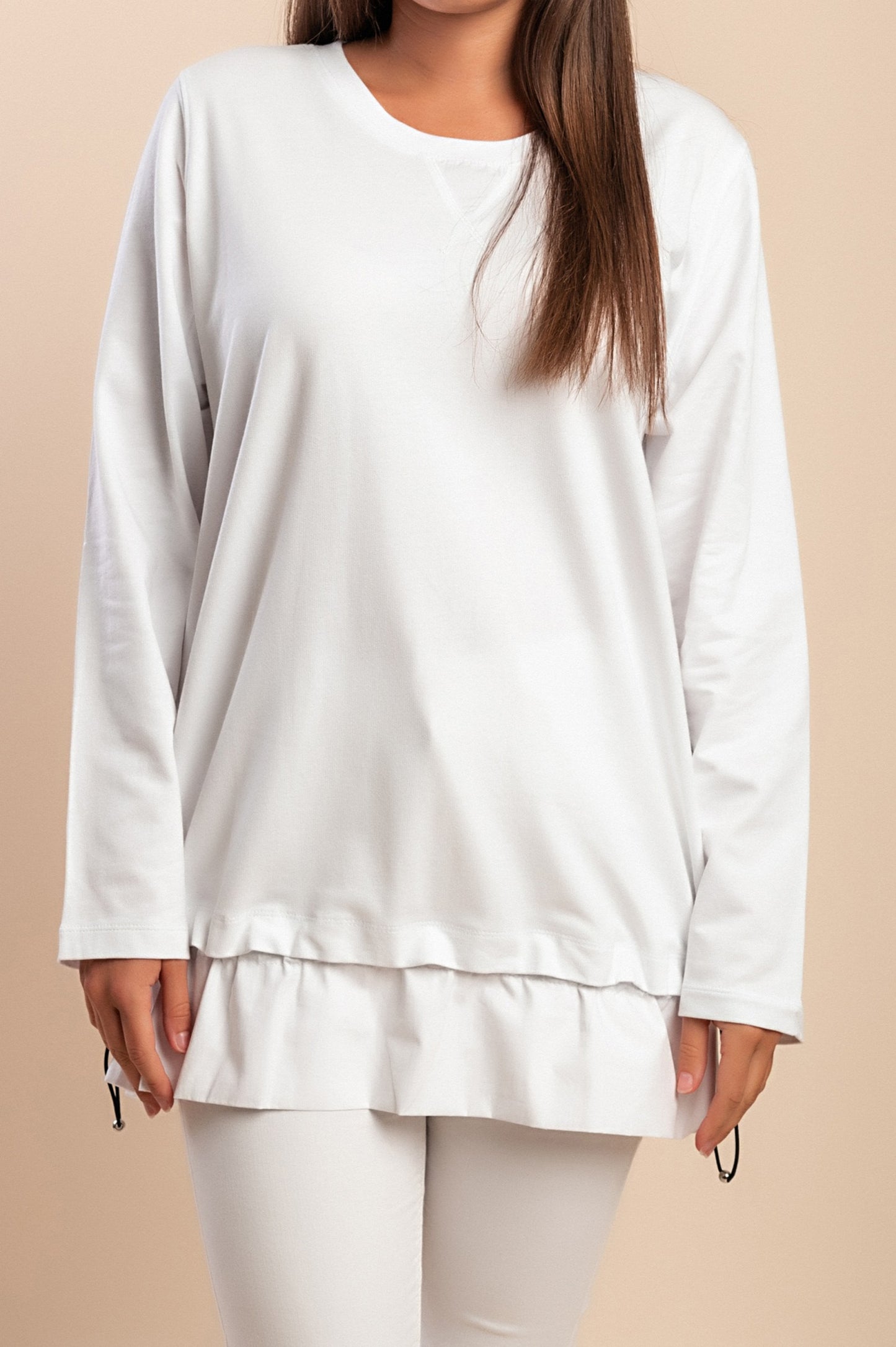 Top manica 3/4, bianco
