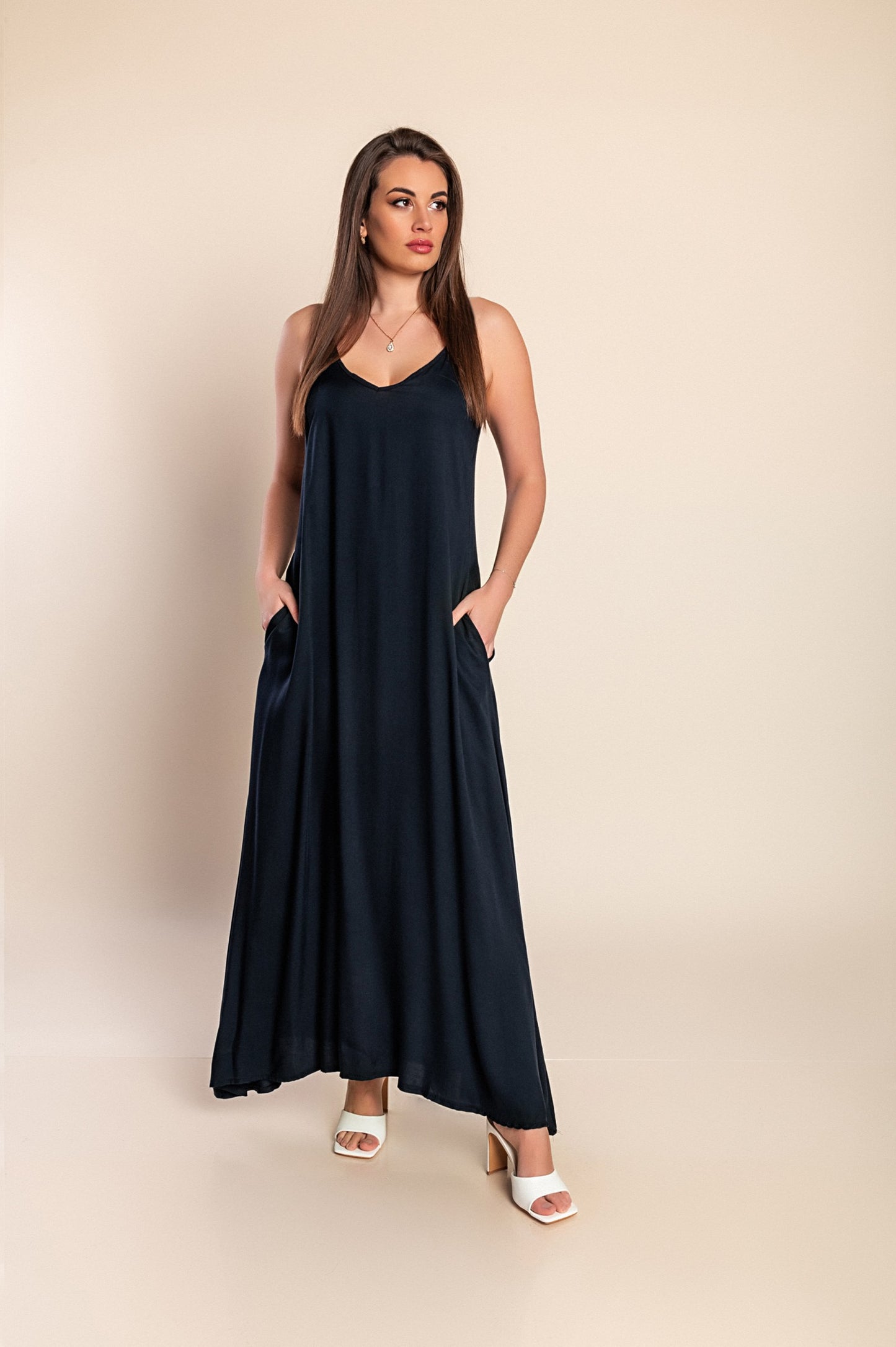 Vestito estivo lungo Yasmine, nero