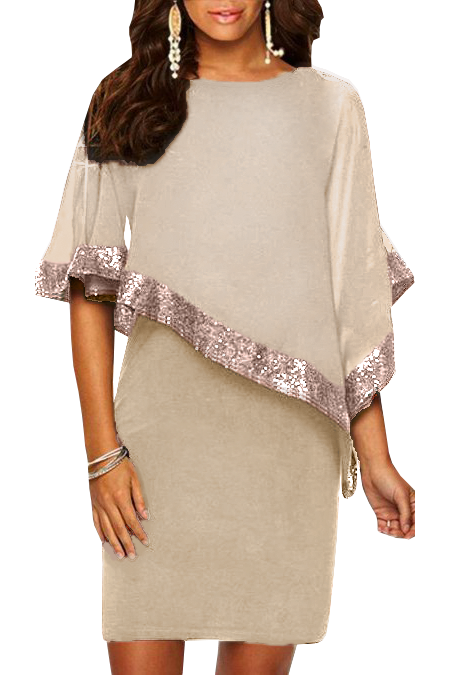 Vestito elegante con mantellina Arlet, bordo
