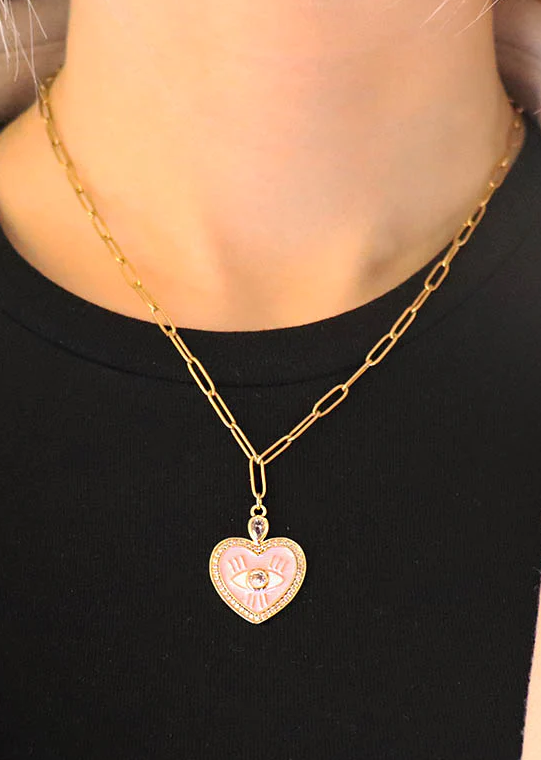 Collana con pendente a forma di cuore, colore oro