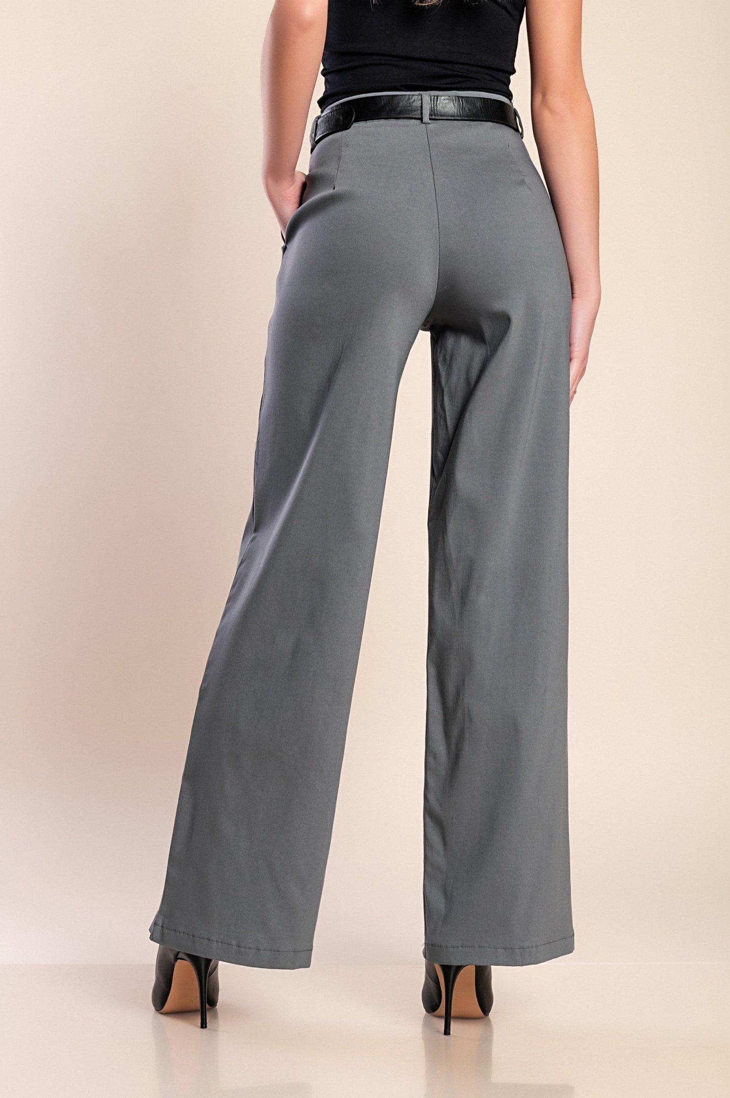 Pantaloni eleganti a vita alta, beige