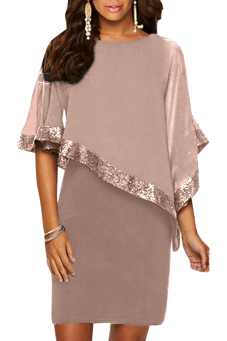 Vestito elegante con mantellina Arlet, bordo
