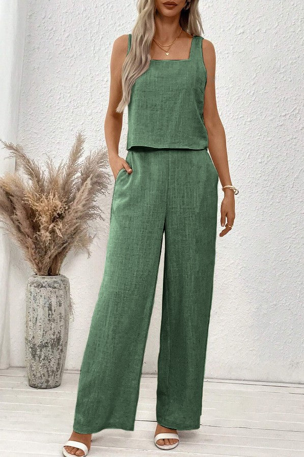 Set top e pantaloni lunghi, beige