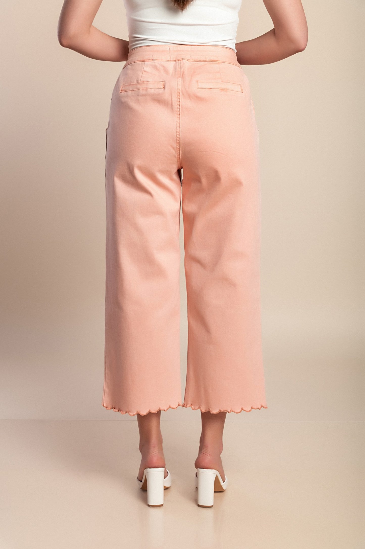 Pantaloni a vita alta 7/8, rosa chiaro