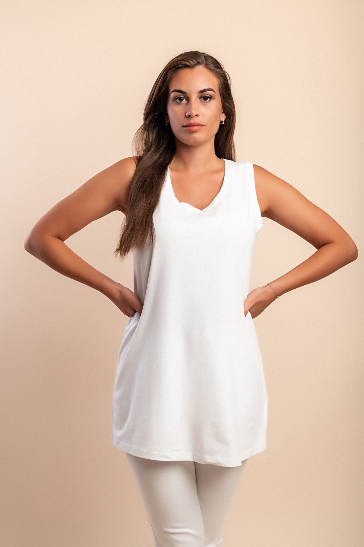 Tunic senza maniche, bianca