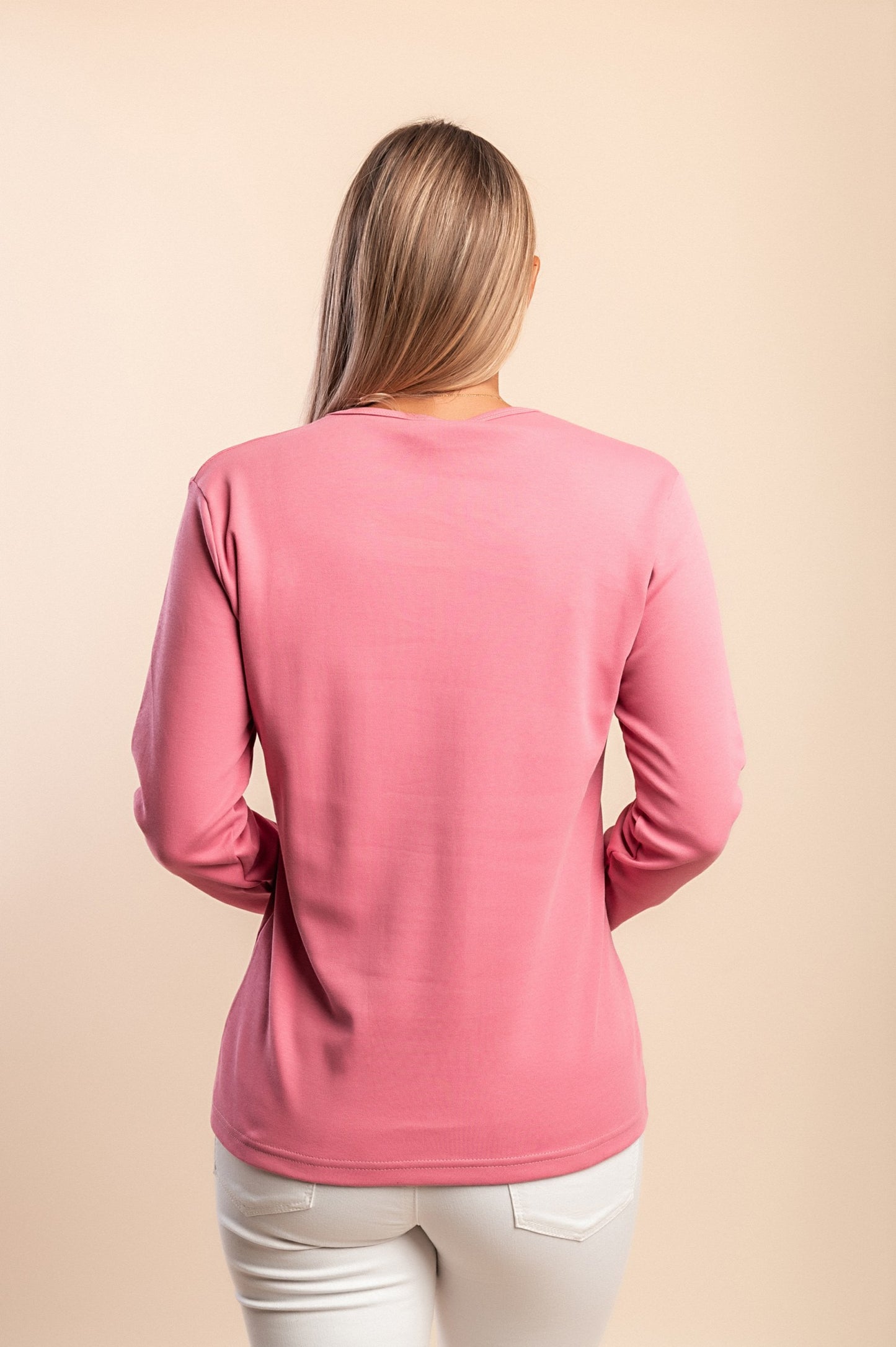 Maglia in cotone a maniche lunghe, rosa