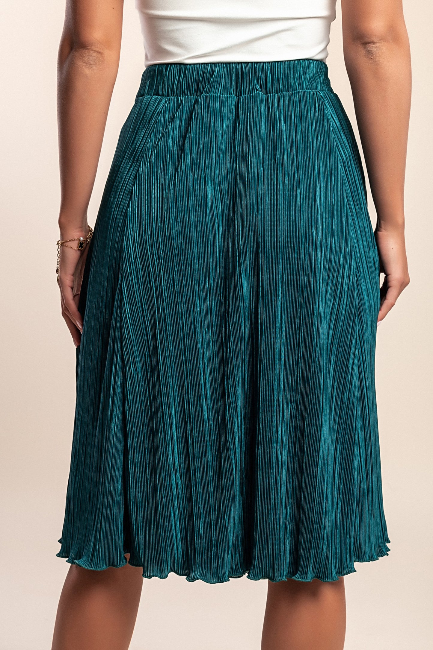 Gonna plissettata taglie forti, verde