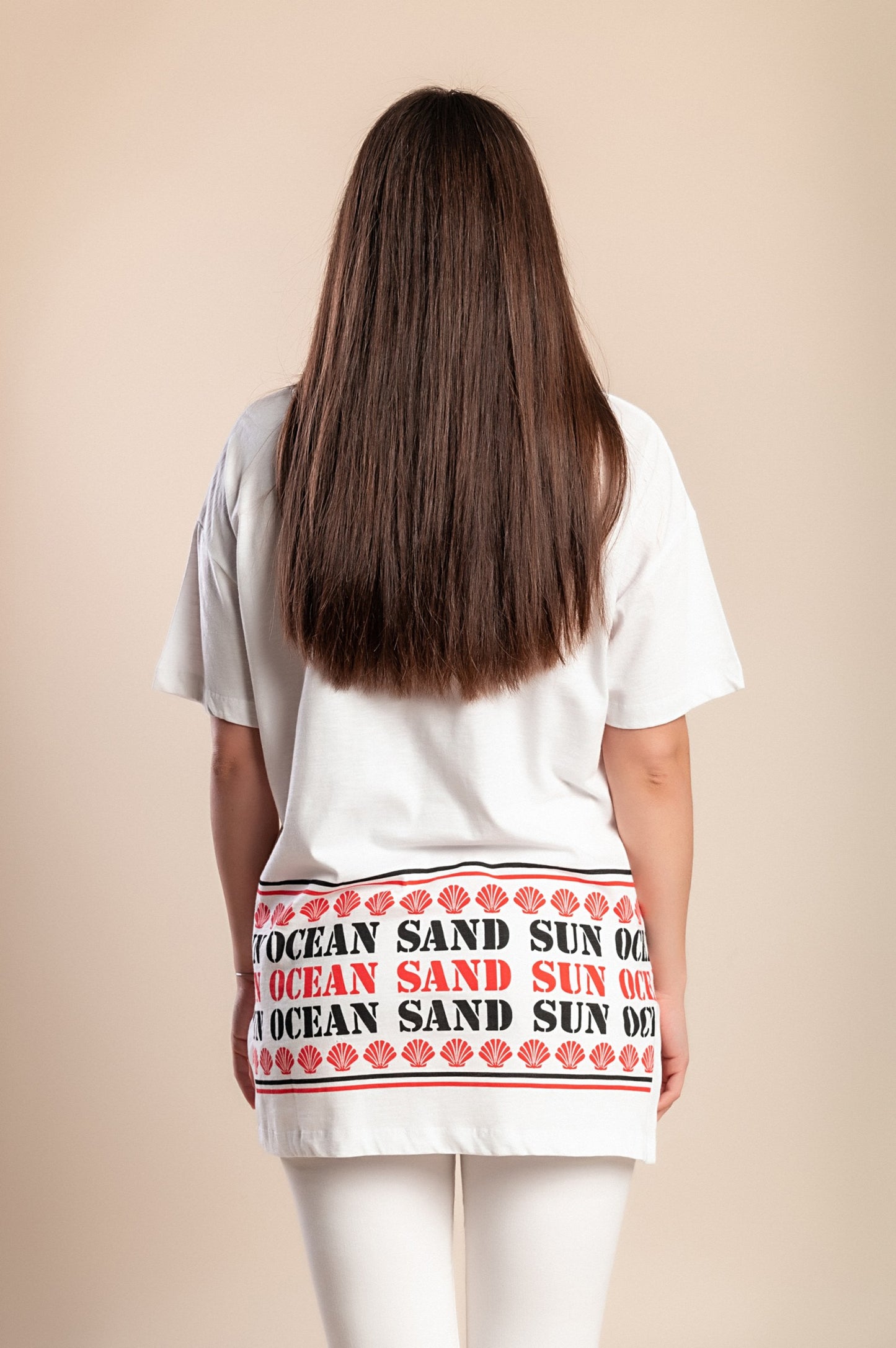 T-shirt in cotone taglie forti con stampa, bianca