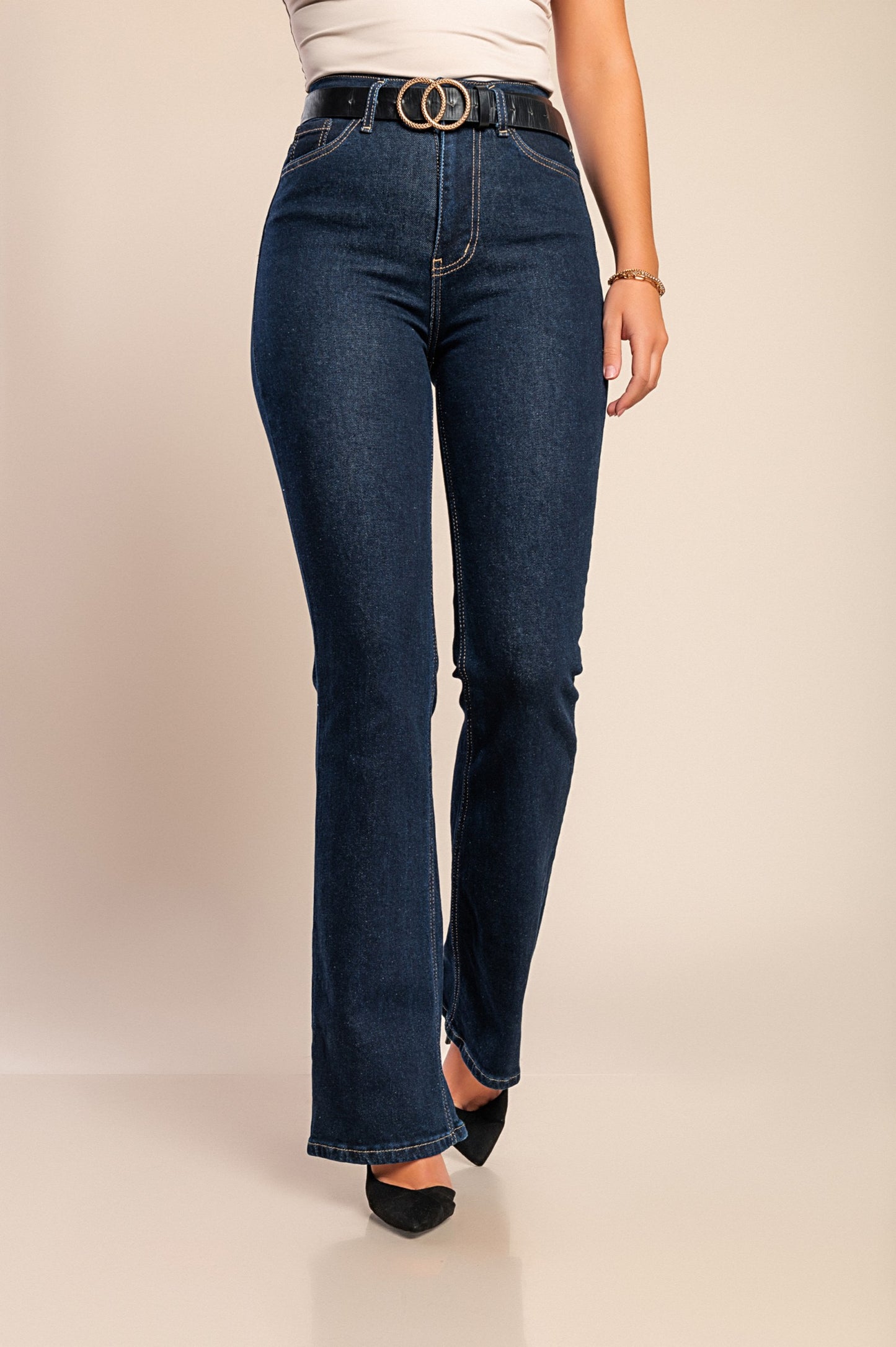 Jeans a zampa d'elefante, blu scuro