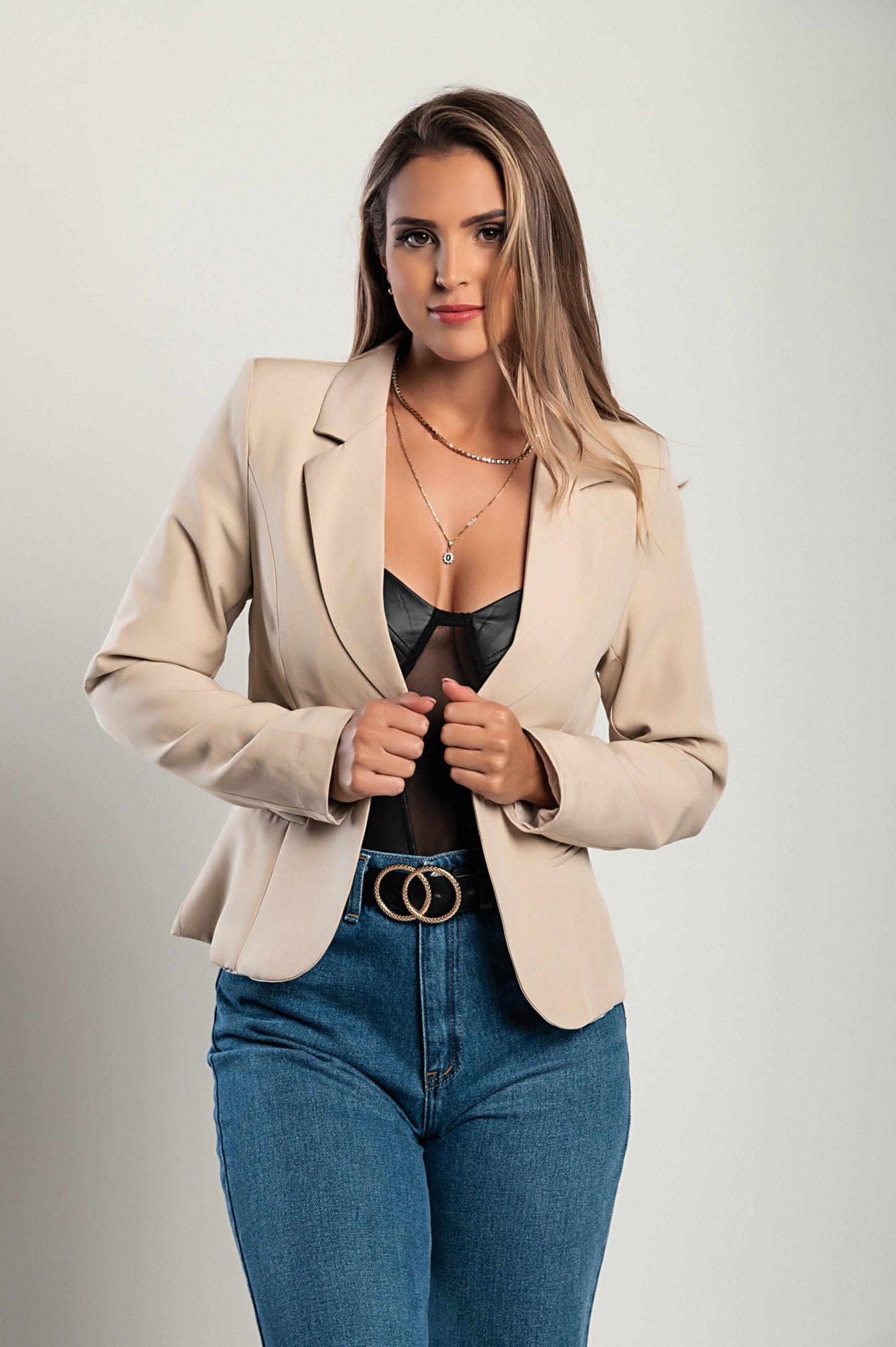Blazer con scollo classico Softina, nero