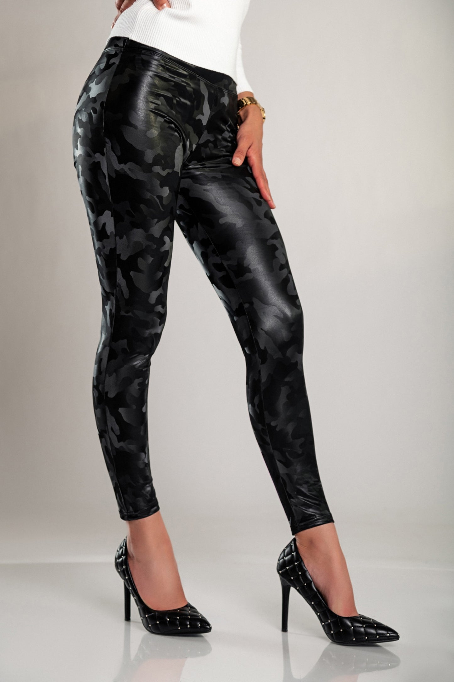 Leggings con fodera e vita ampia, nero