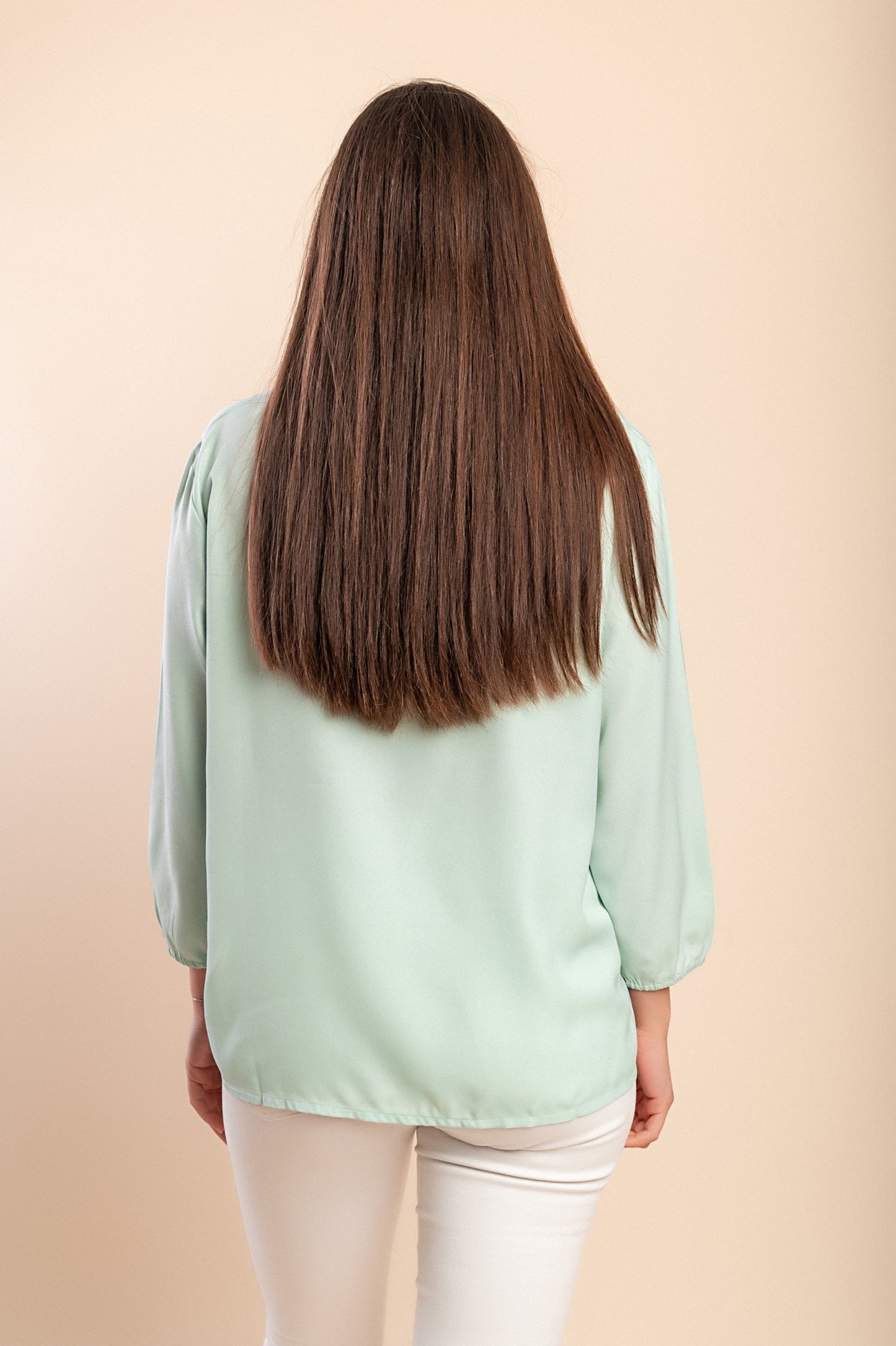 Blusa girocollo, menta