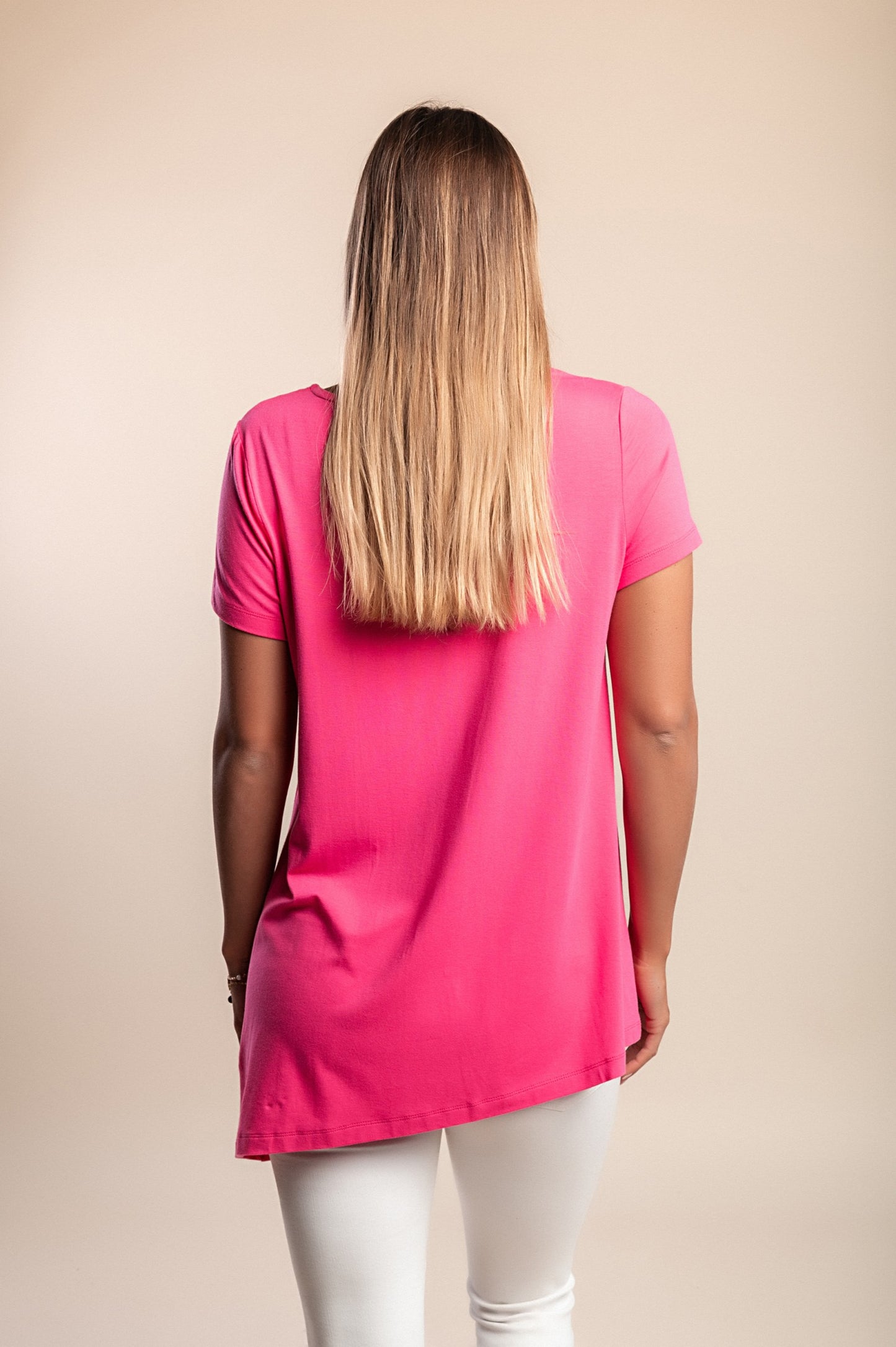 T-shirt in viscosa, fucsia