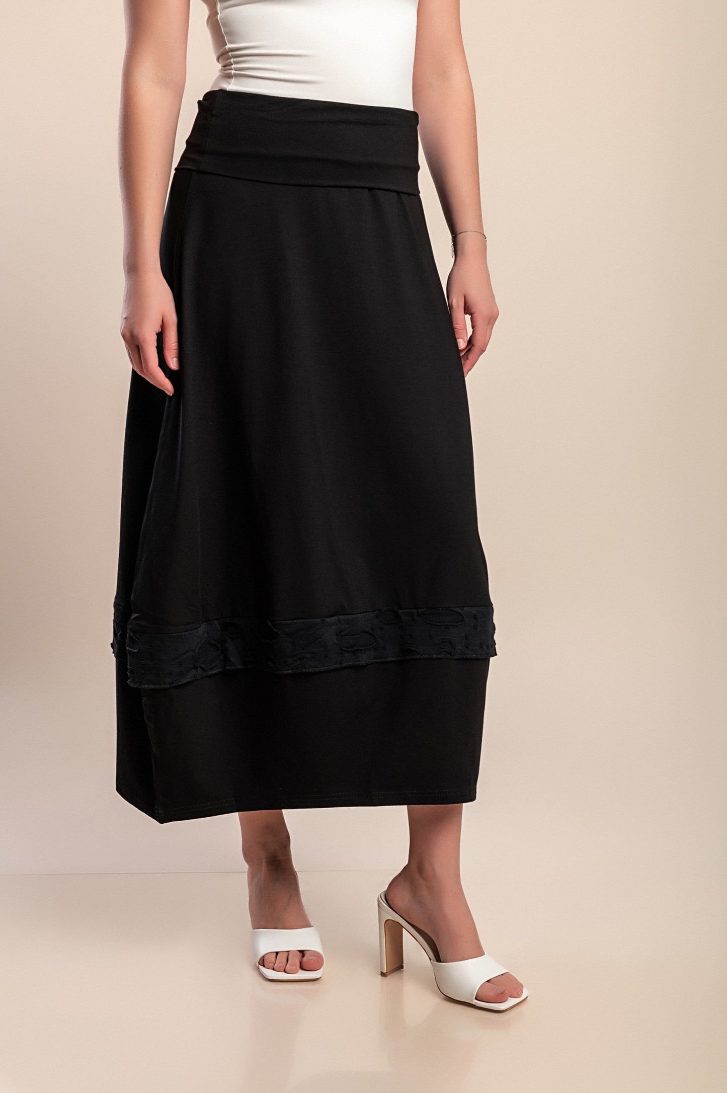Gonna lunga in cotone, grigio scuro