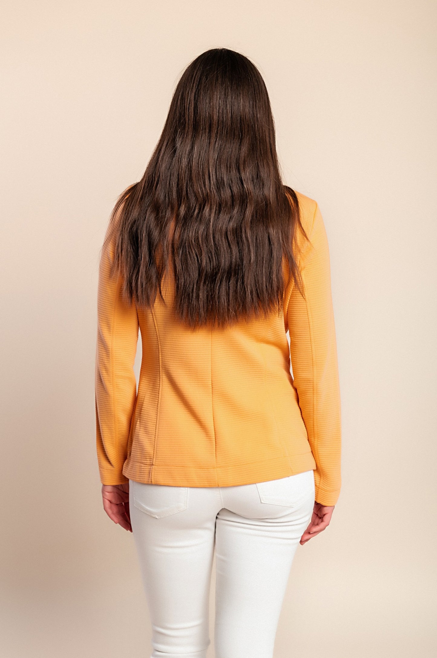 Top con cerniera taglie forti, arancione