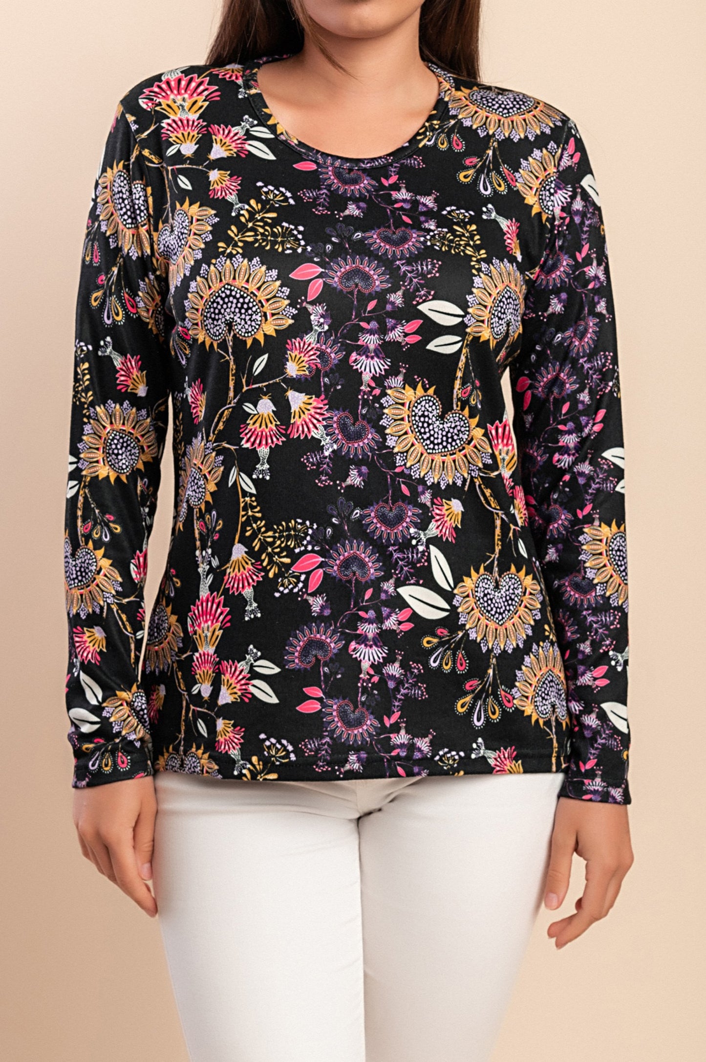 T-shirt a maniche lunghe con stampa, nera